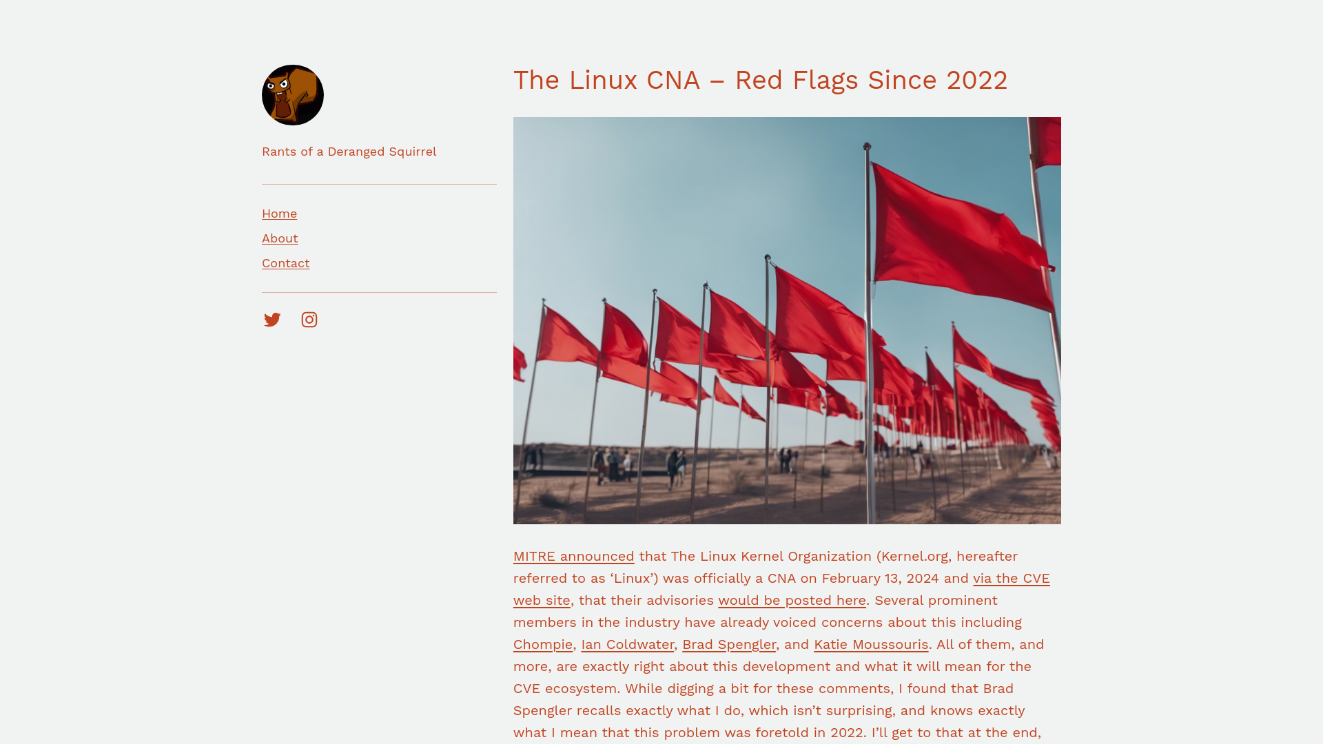 The Linux CNA – Red Flags Since 2022 – Rants of a deranged squirrel.