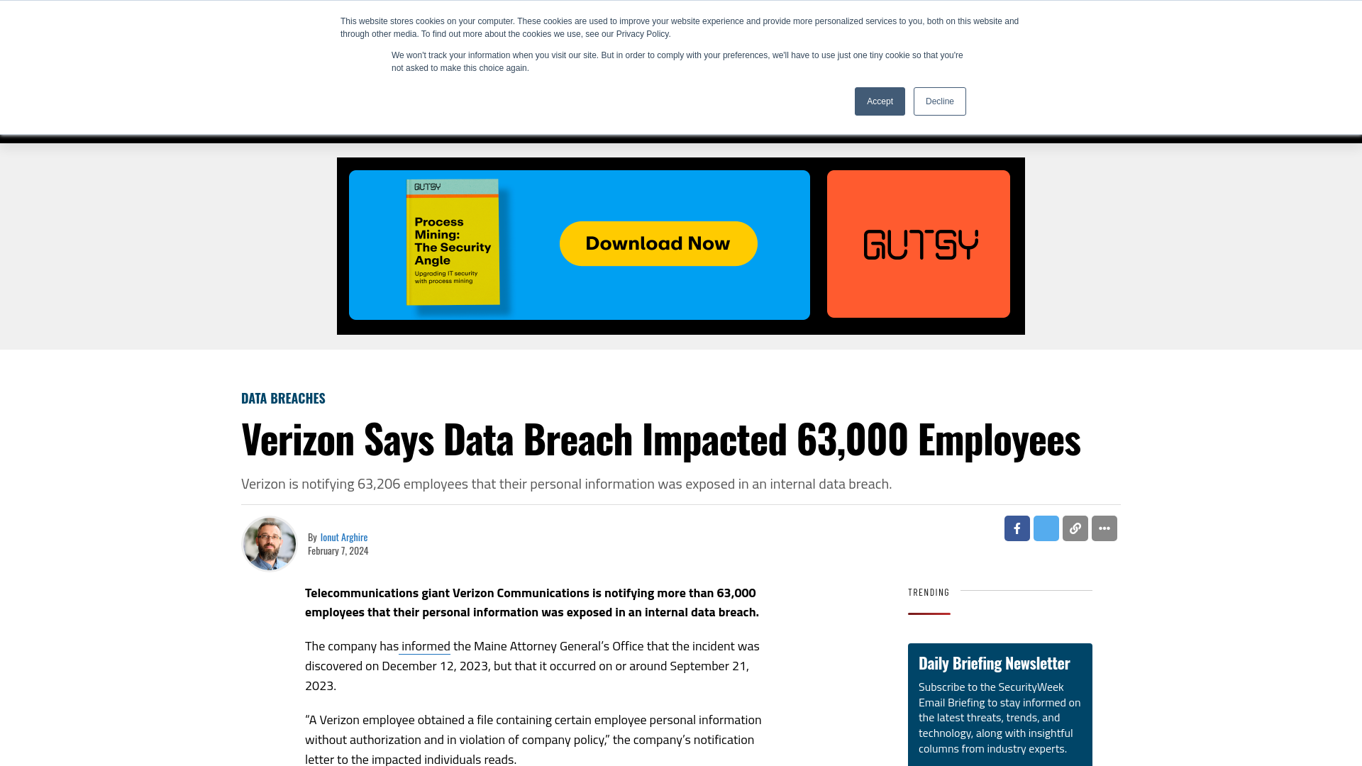 Verizon Says Data Breach Impacted 63,000 Employees - SecurityWeek