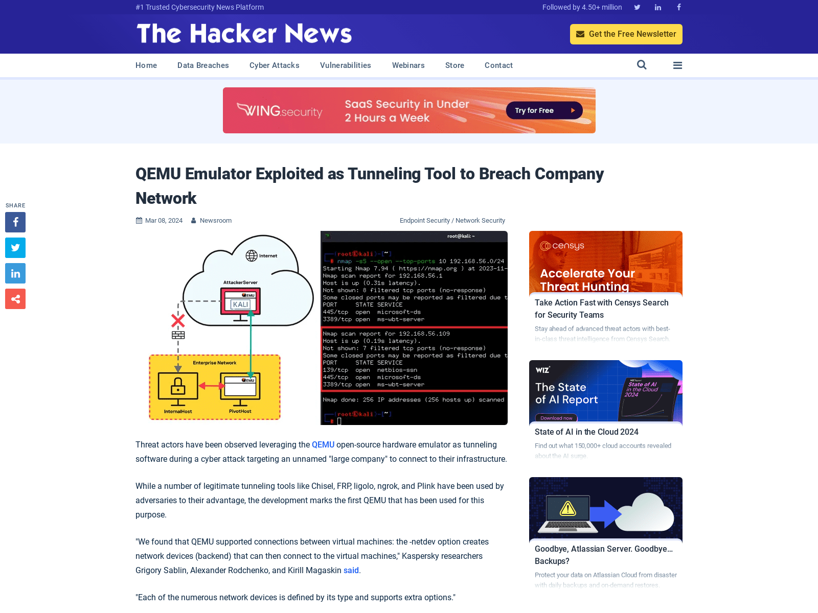 QEMU Emulator Exploited as Tunneling Tool to Breach Company Network