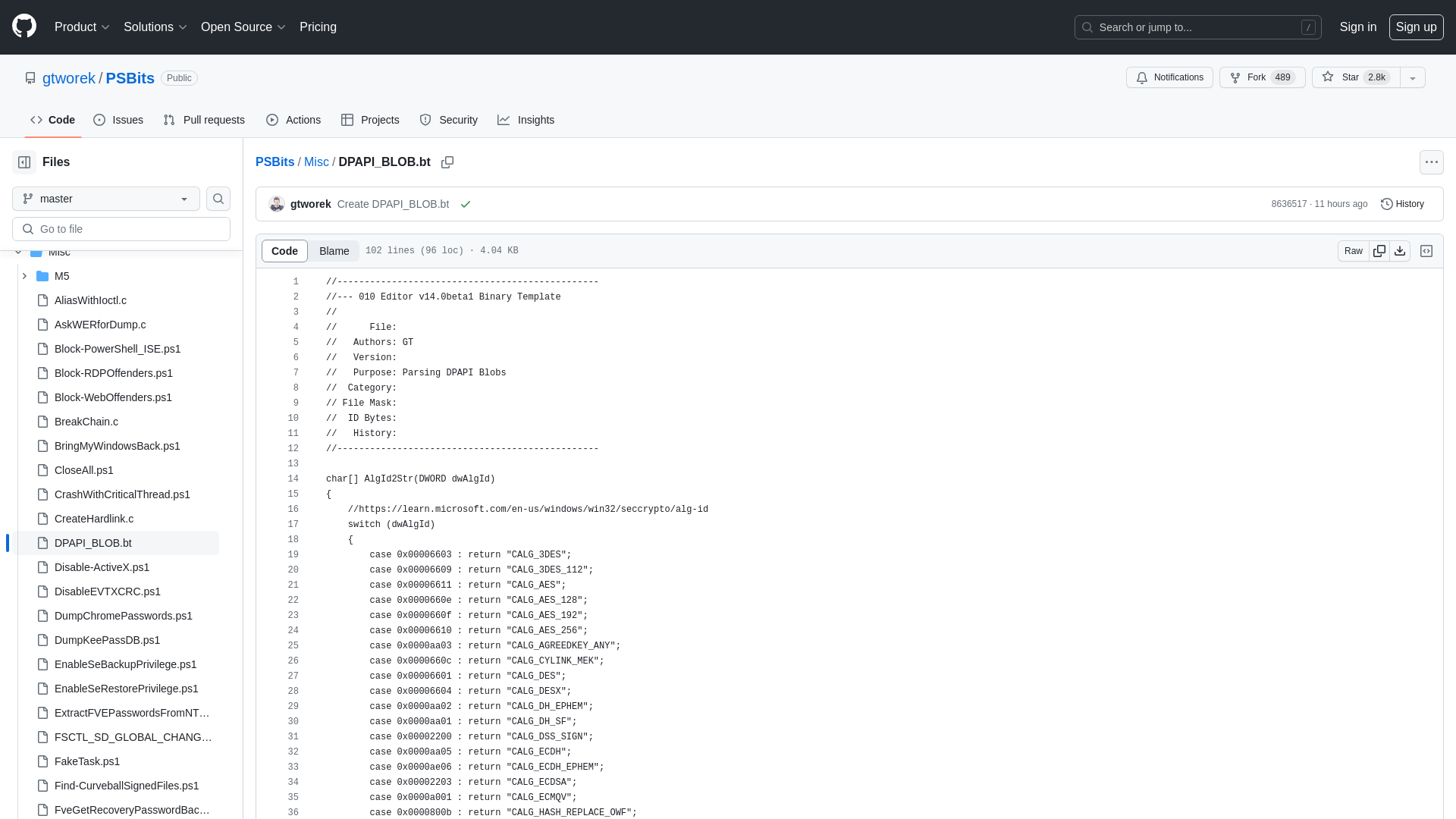 PSBits/Misc/DPAPI_BLOB.bt at master · gtworek/PSBits · GitHub