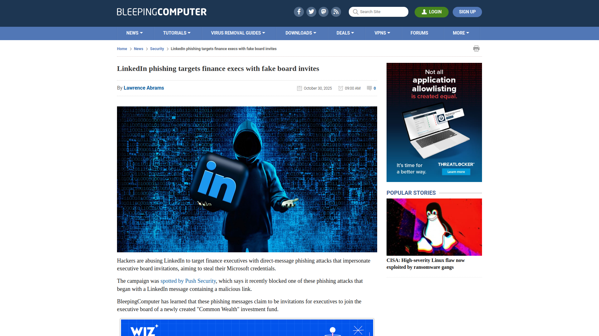 LinkedIn phishing targets finance execs with fake board invites