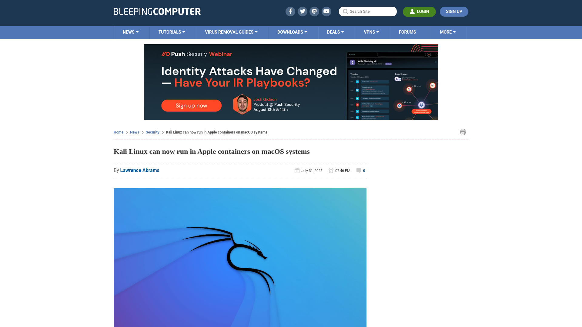 Kali Linux can now run in Apple containers on macOS systems