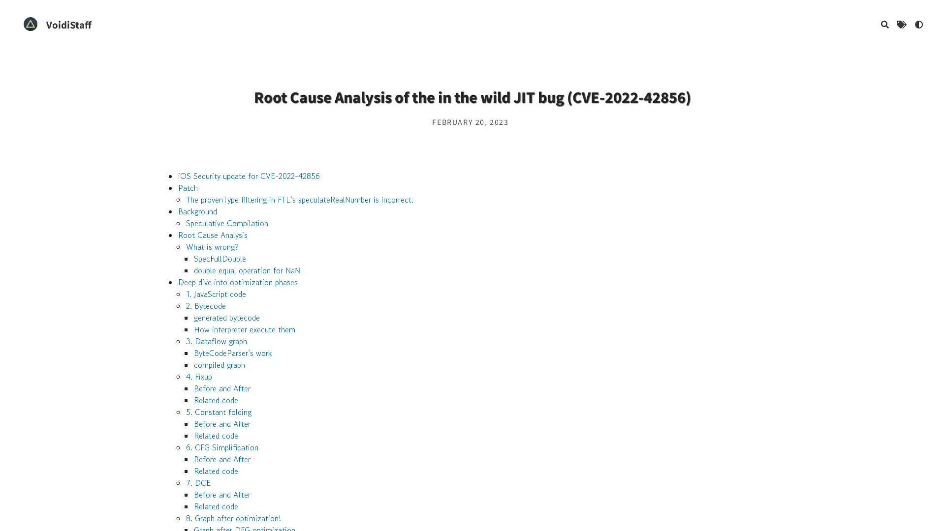 Root Cause Analysis of the in the wild JIT bug (CVE-2022-42856) | VoidiStaff