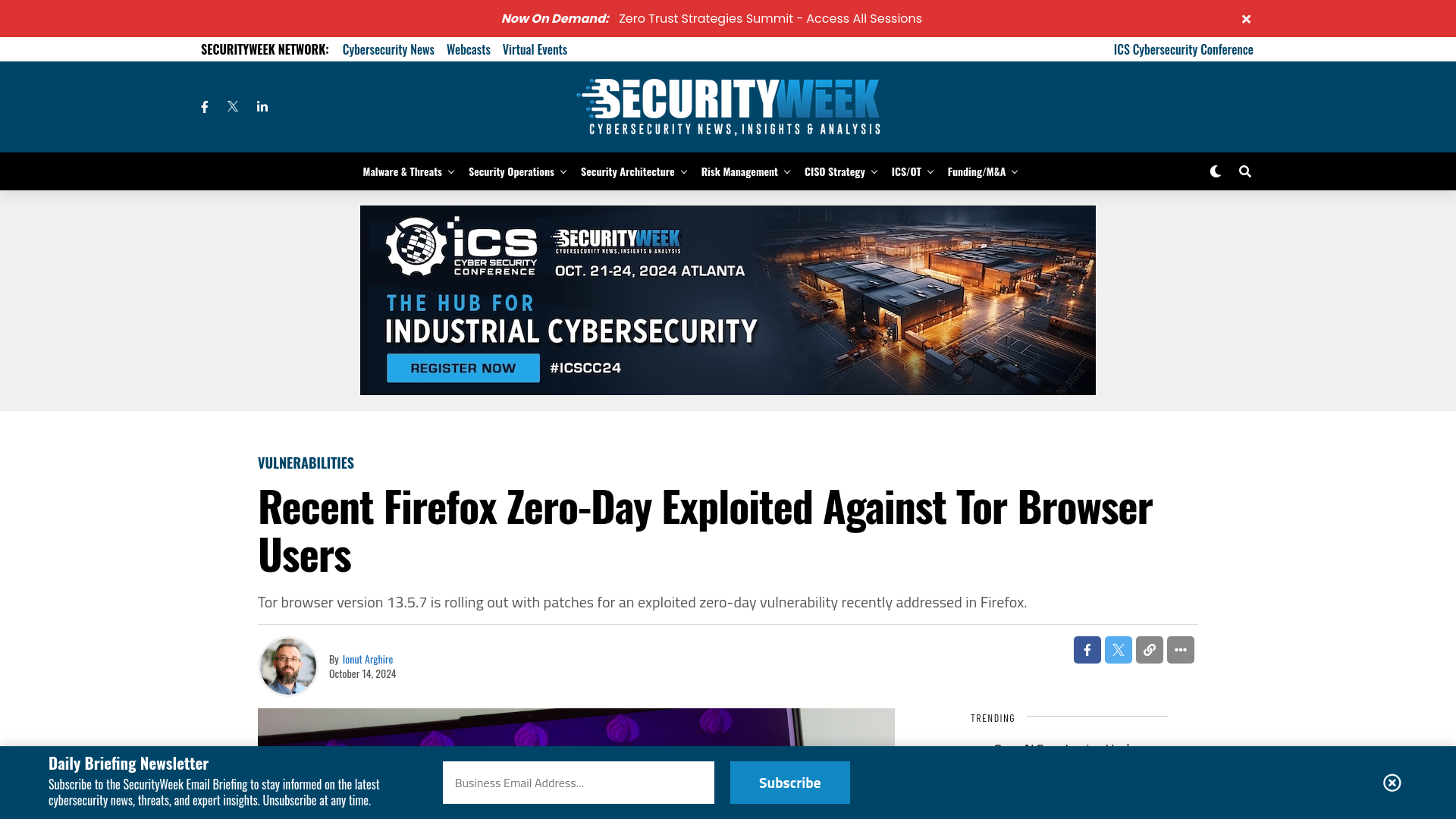 Recent Firefox Zero-Day Exploited Against Tor Browser Users - SecurityWeek