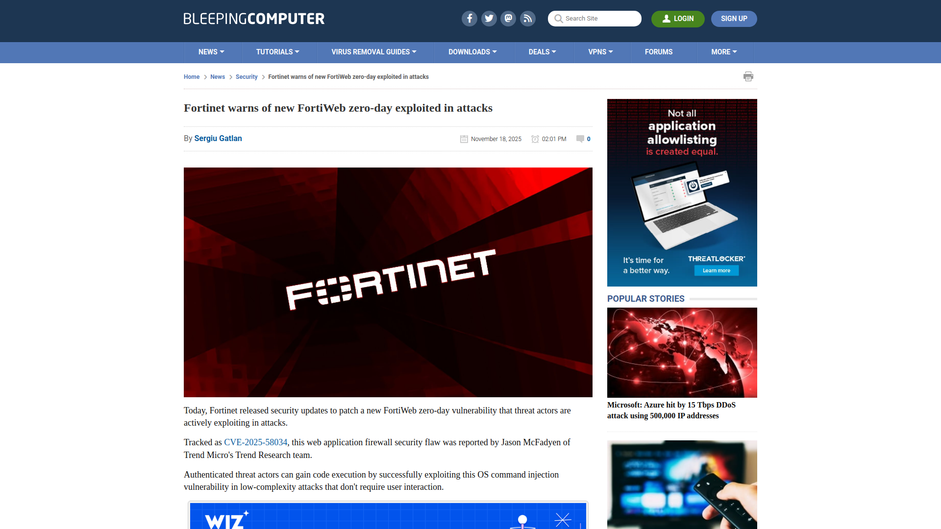 Fortinet warns of new FortiWeb zero-day exploited in attacks