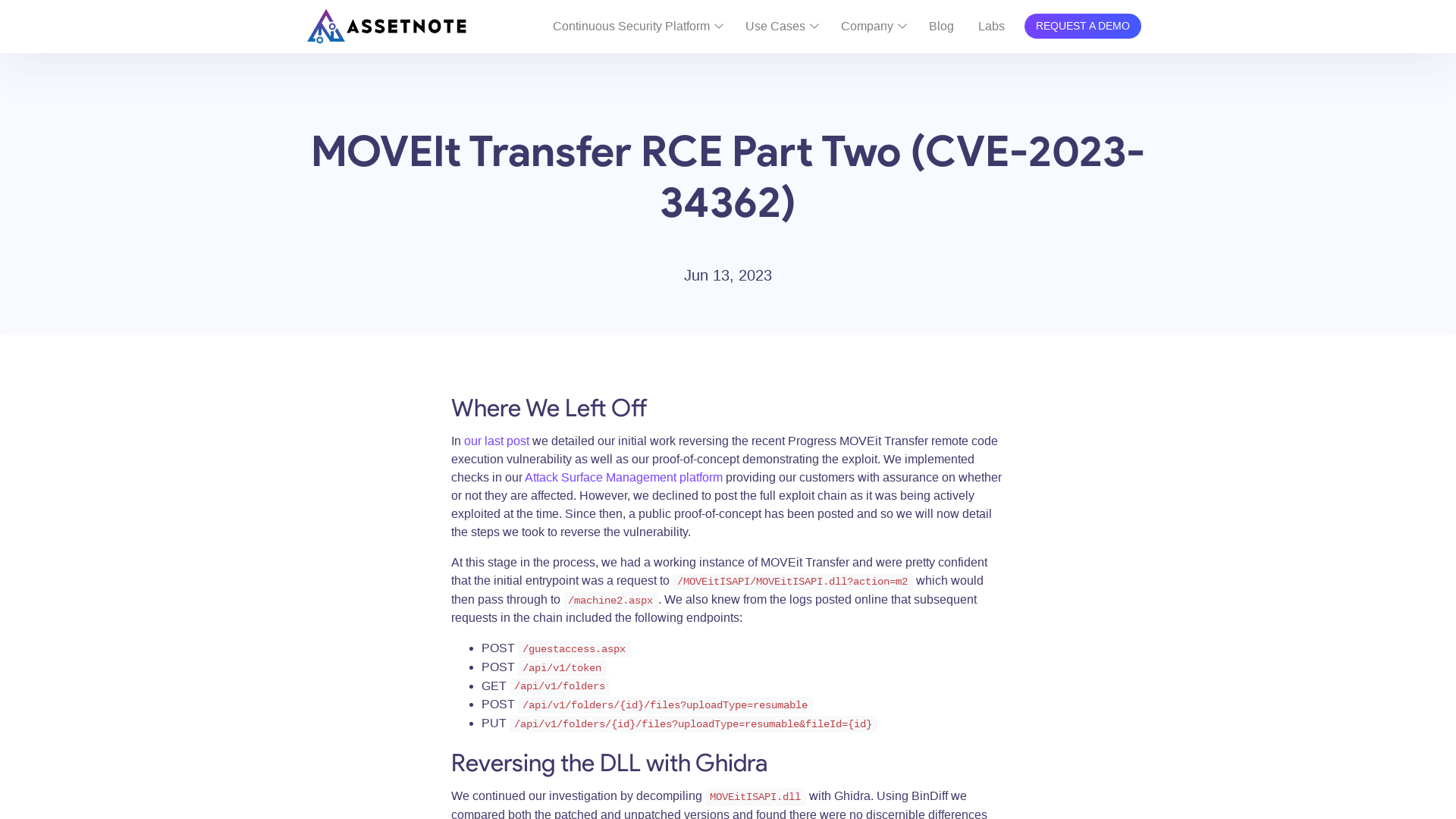 MOVEIt Transfer RCE Part Two (CVE-2023-34362) – Assetnote