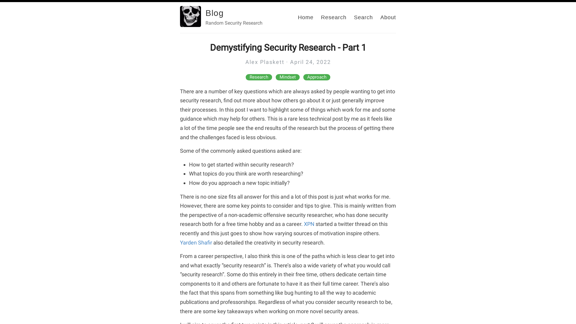 Demystifying Security Research - Part 1 – Blog – Random Security Research