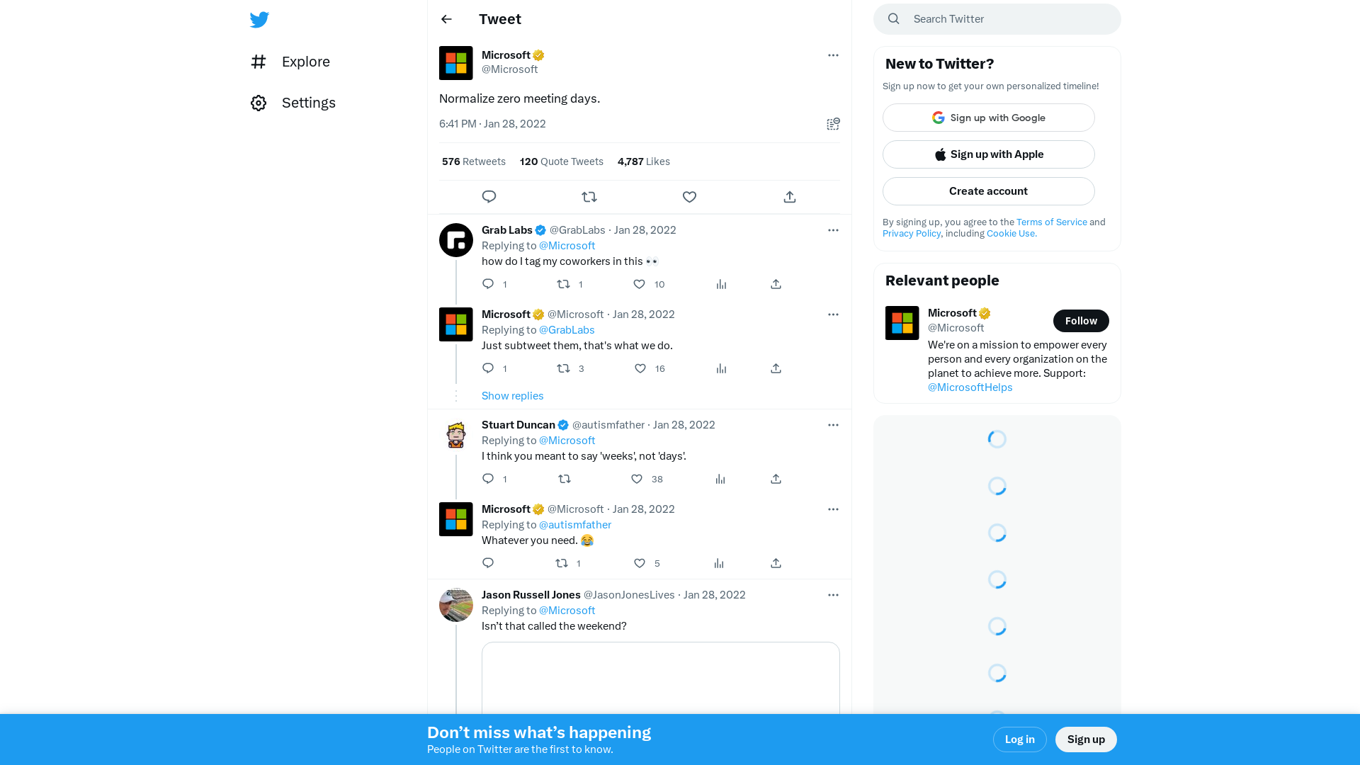 Microsoft on Twitter: "Normalize zero meeting days." / Twitter