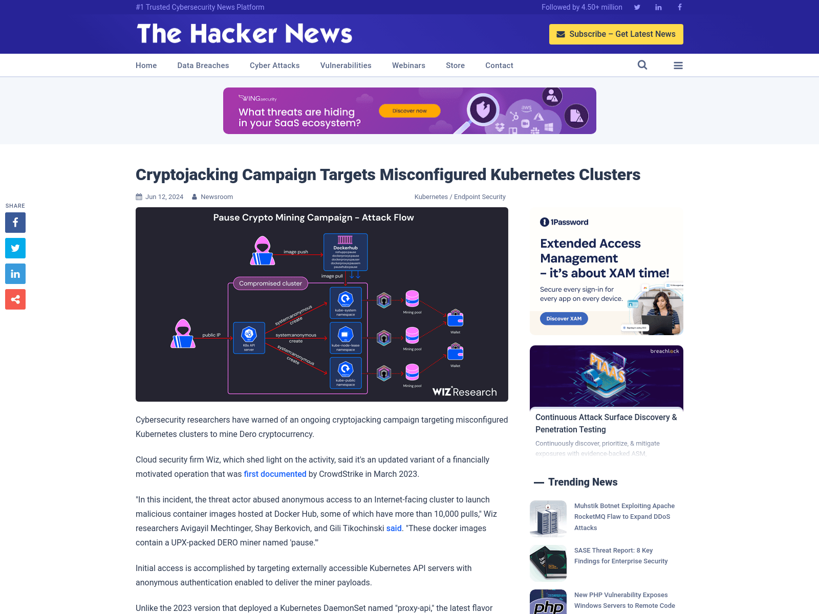 Cryptojacking Campaign Targets Misconfigured Kubernetes Clusters