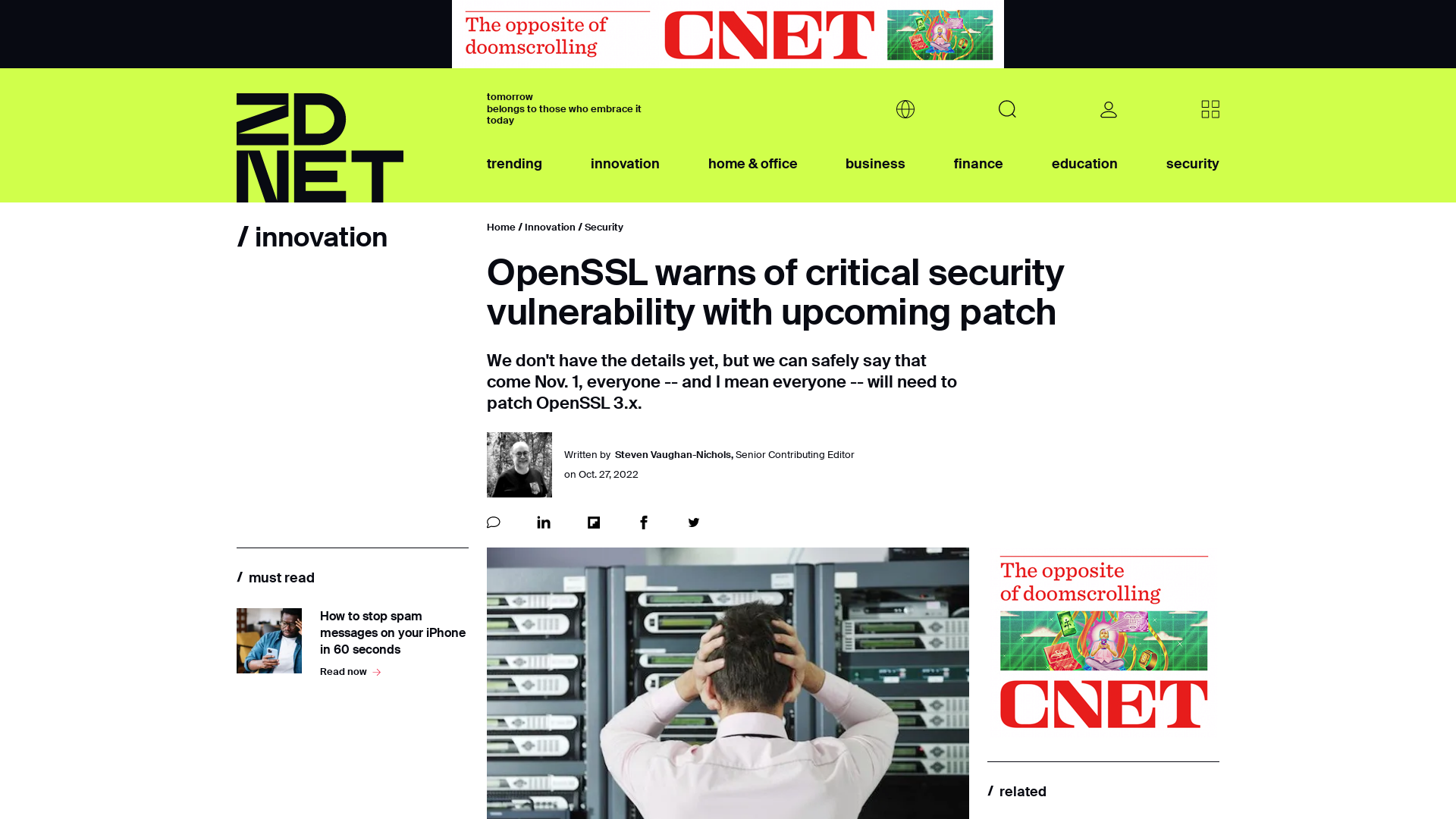 OpenSSL warns of critical security vulnerability with upcoming patch | ZDNET