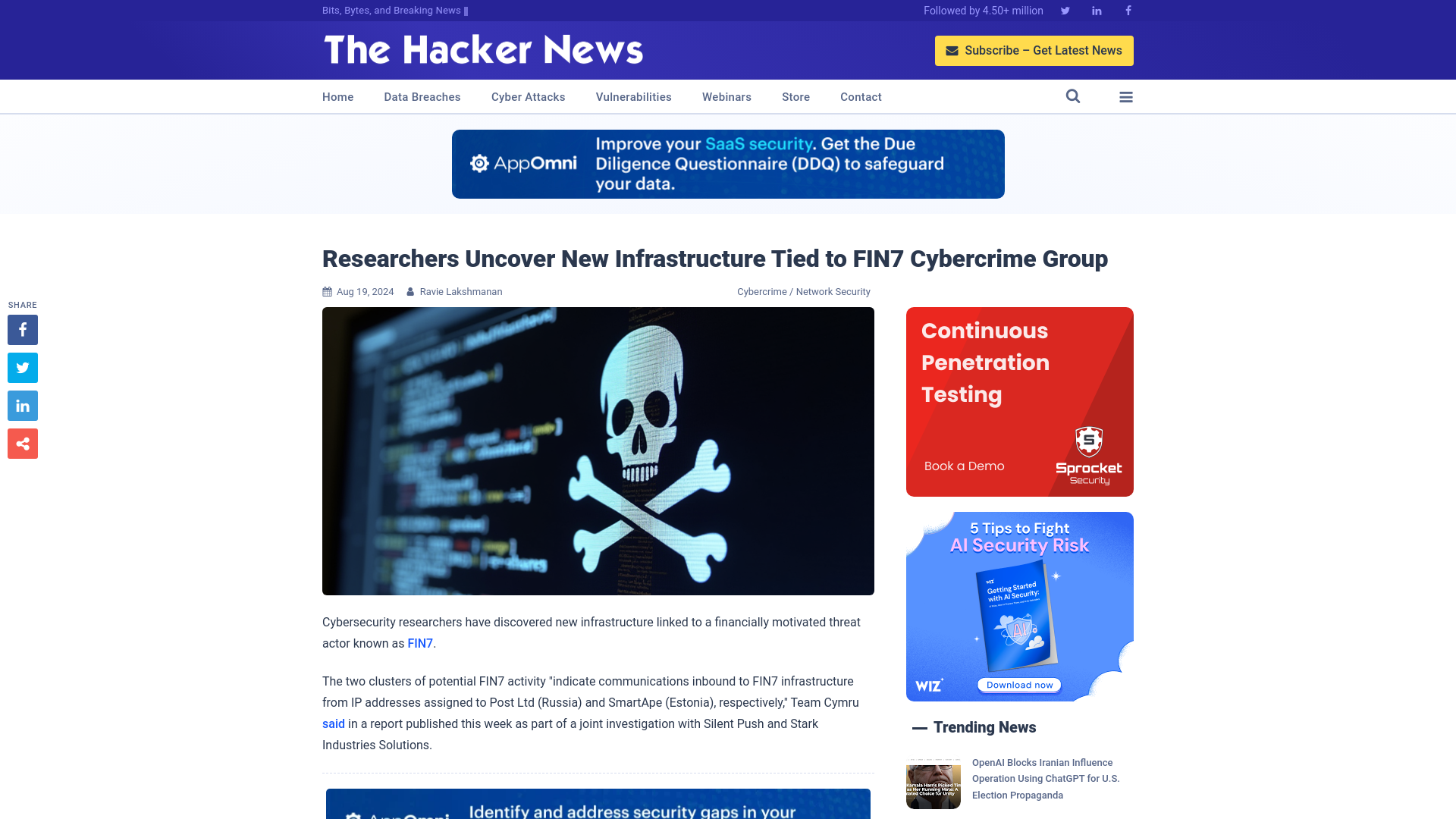 Researchers Uncover New Infrastructure Tied to FIN7 Cybercrime Group