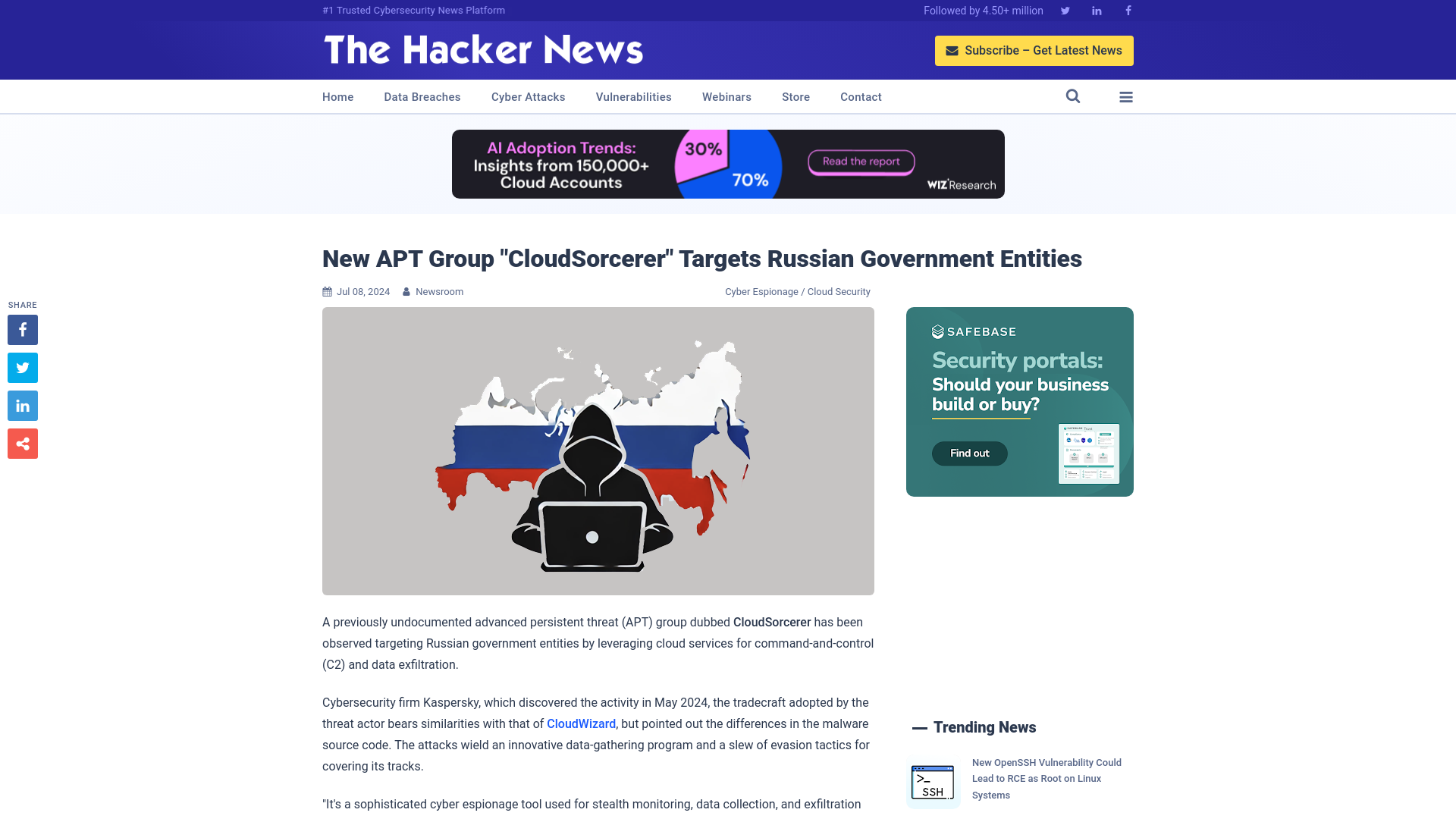 New APT Group "CloudSorcerer" Targets Russian Government Entities