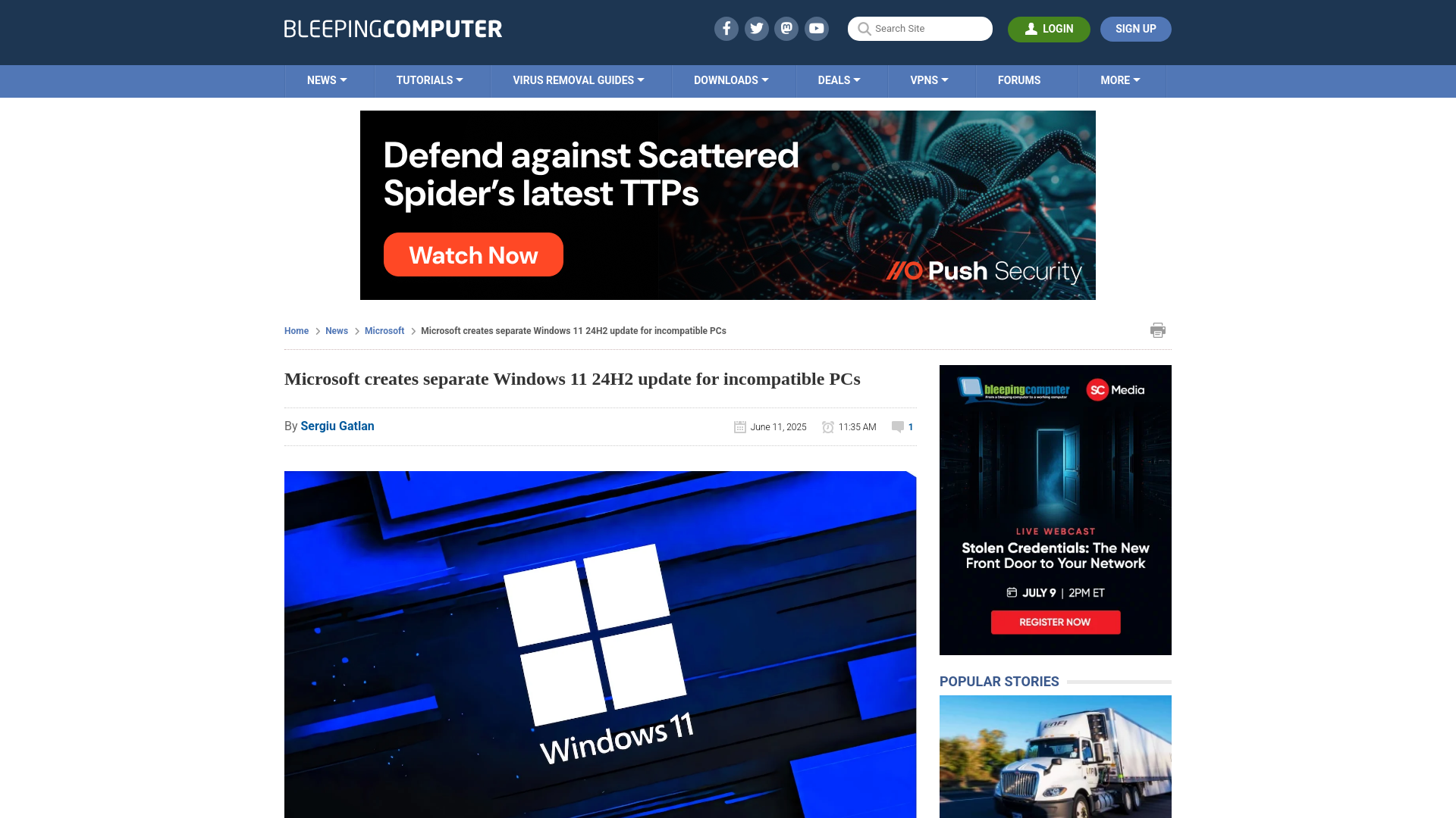 Microsoft creates separate Windows 11 24H2 update for incompatible PCs