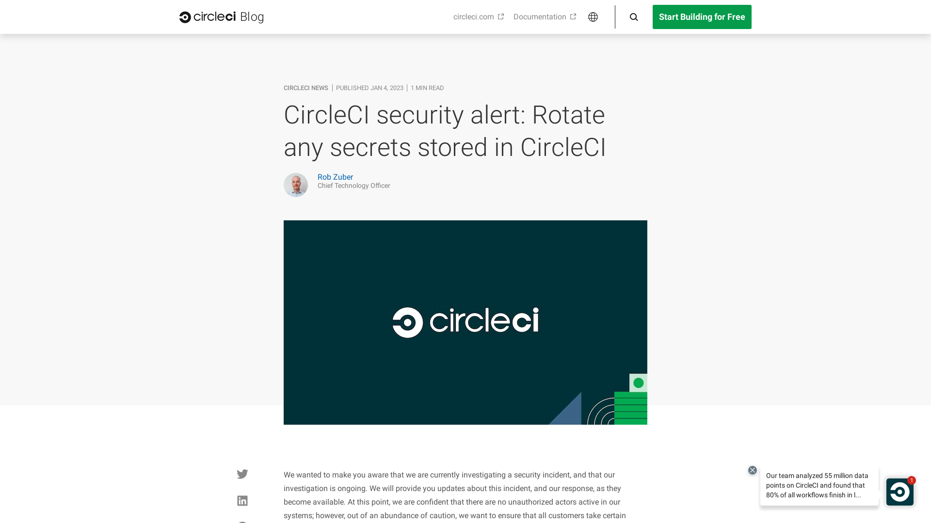 CircleCI security alert: Rotate any secrets stored in CircleCI