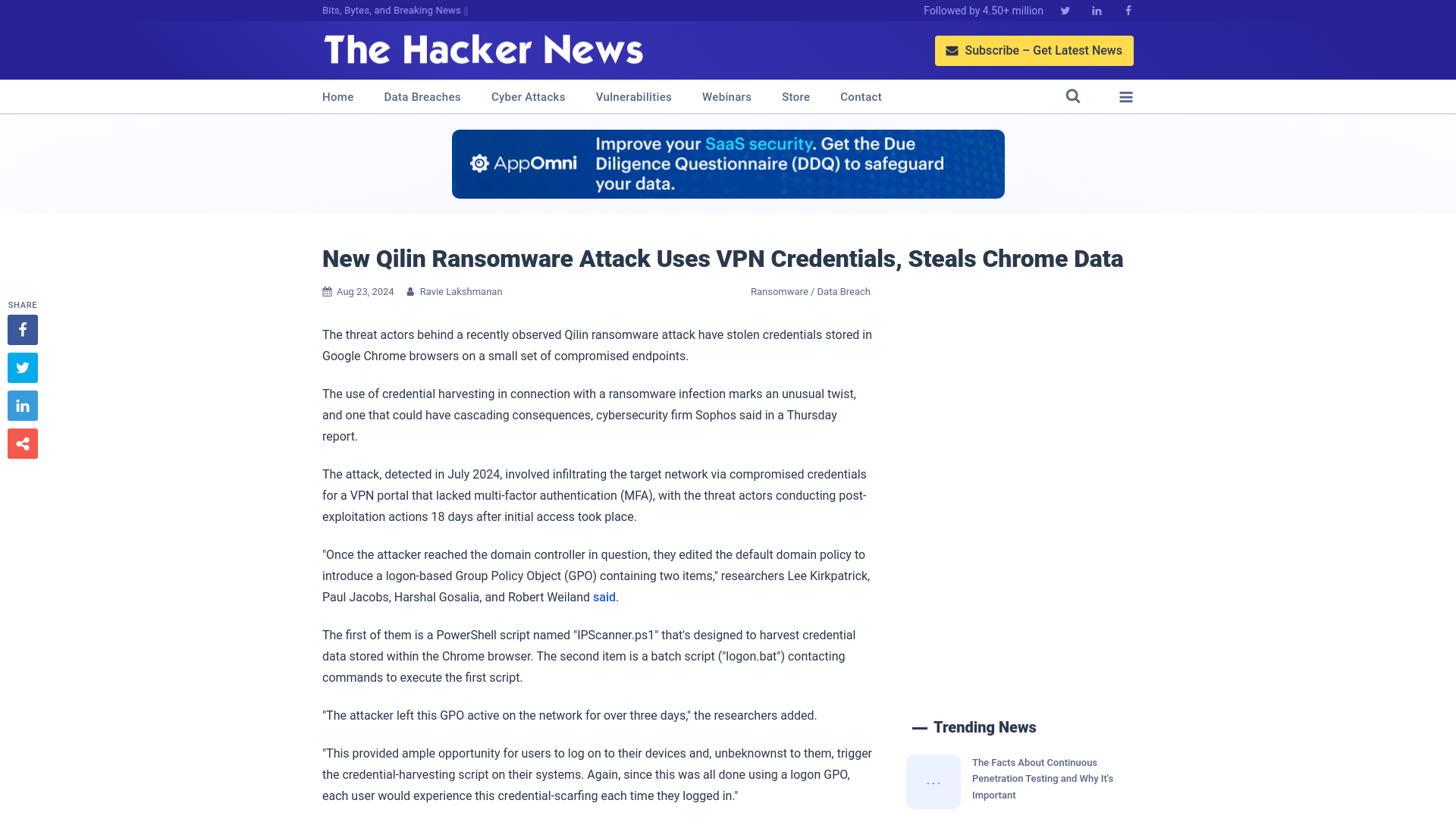 New Qilin Ransomware Attack Uses VPN Credentials, Steals Chrome Data