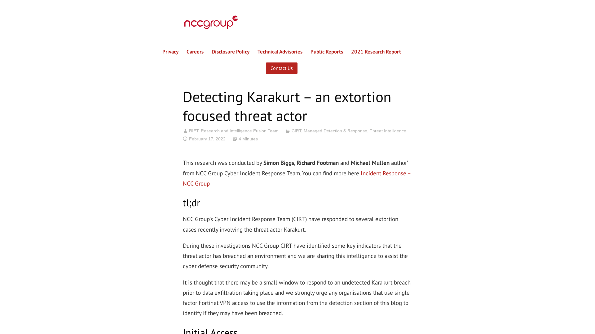 Detecting Karakurt – an extortion focused threat actor – NCC Group Research