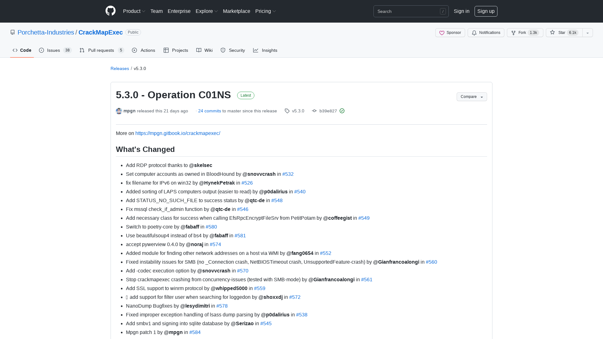 Release 5.3.0 - Operation C01NS · Porchetta-Industries/CrackMapExec · GitHub