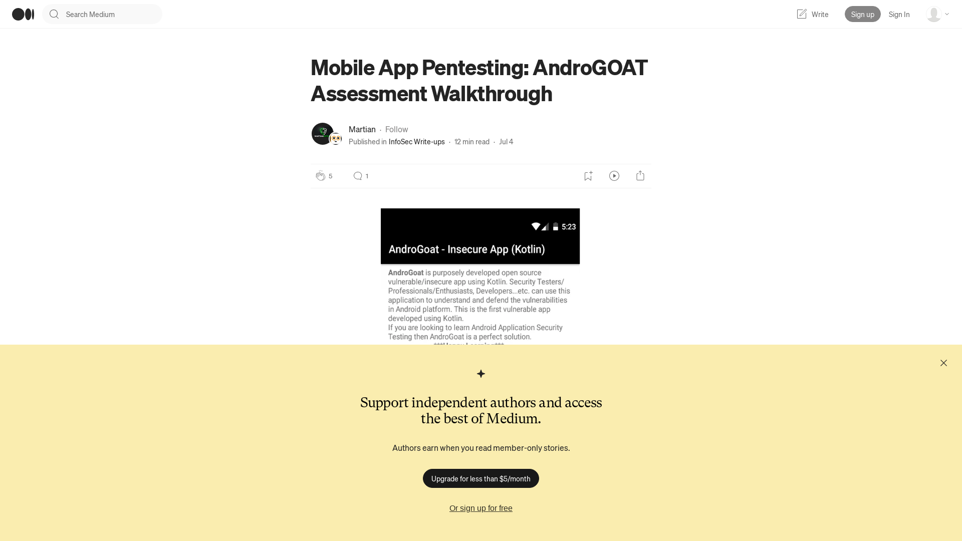 Mobile App Pentesting: AndroGOAT Assessment Walkthrough | by Martian | Jul, 2023 | InfoSec Write-ups