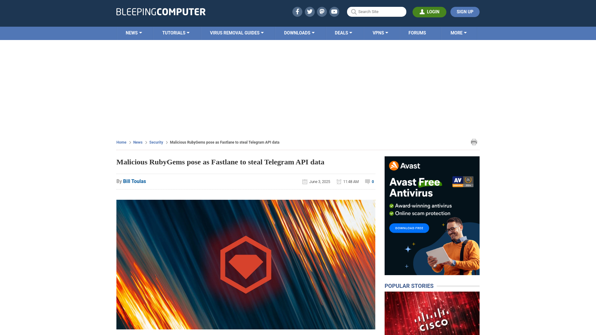Malicious RubyGems pose as Fastlane to steal Telegram API data