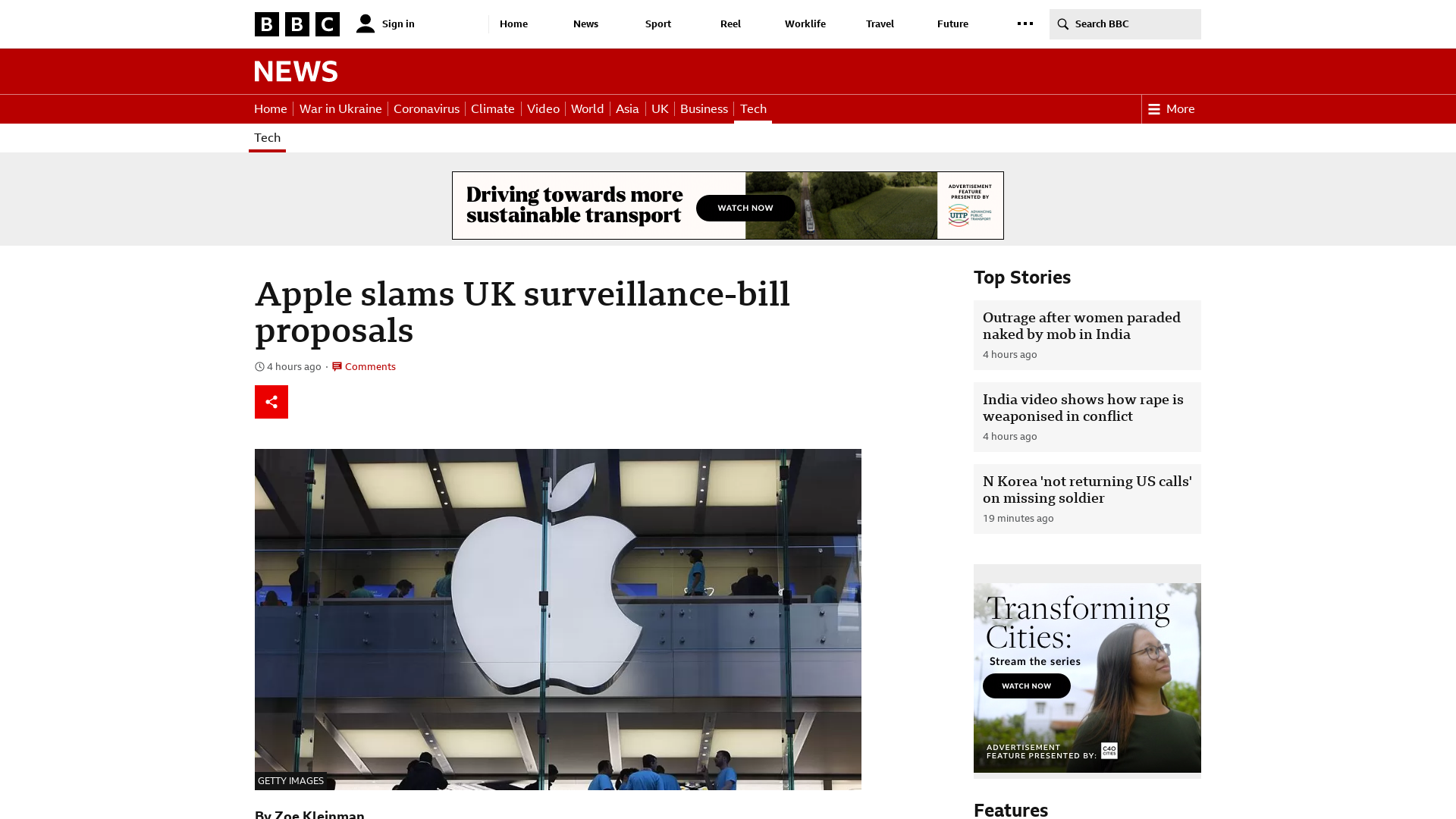 Apple slams UK surveillance-bill proposals - BBC News