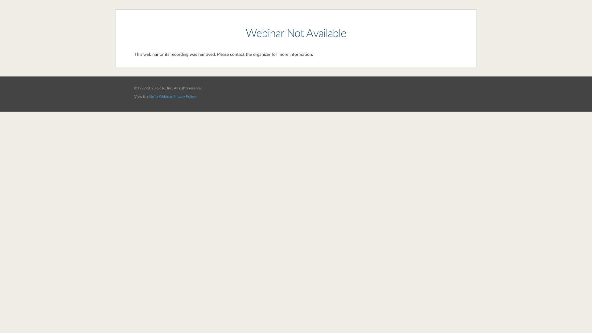 Webinar Not Available