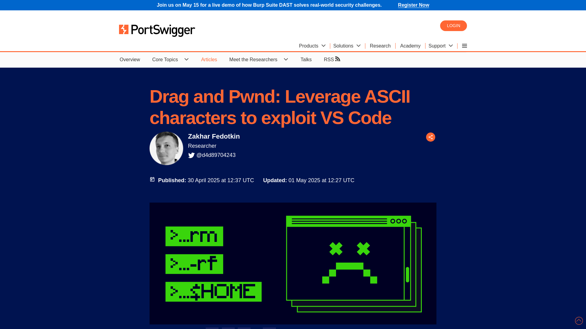 Drag and Pwnd: Leverage ASCII characters to exploit VS Code | PortSwigger Research