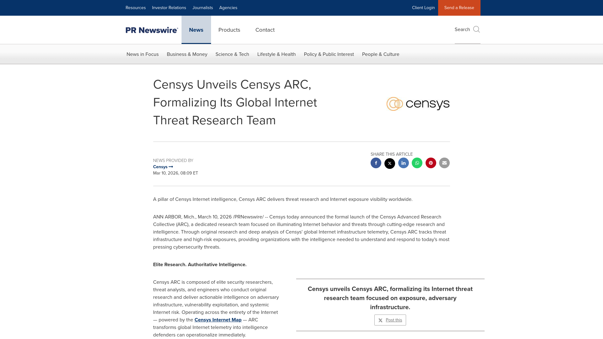Censys Unveils Censys ARC, Formalizing Its Global Internet Threat Research Team
