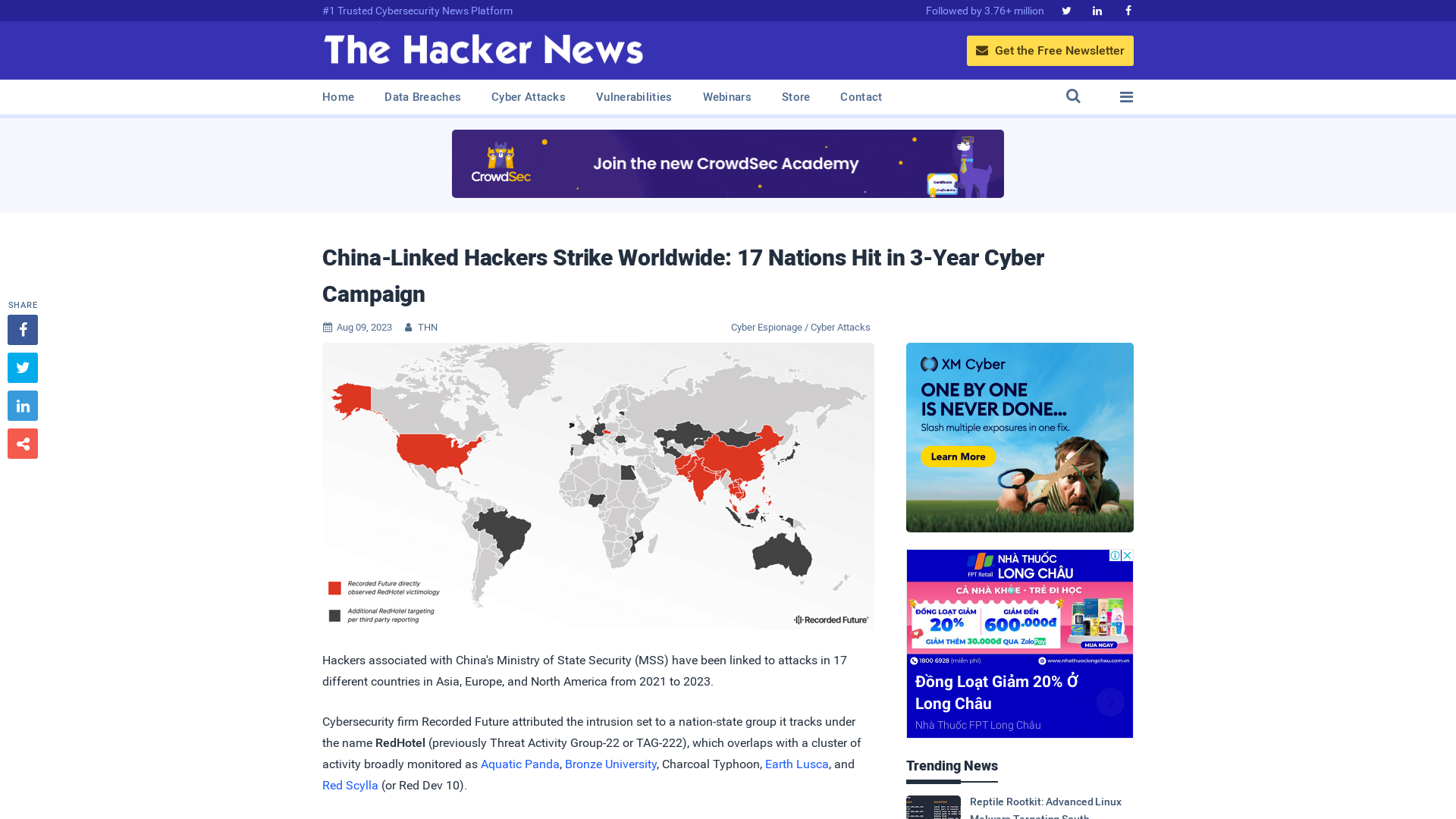 China-Linked Hackers Strike Worldwide: 17 Nations Hit in 3-Year Cyber Campaign