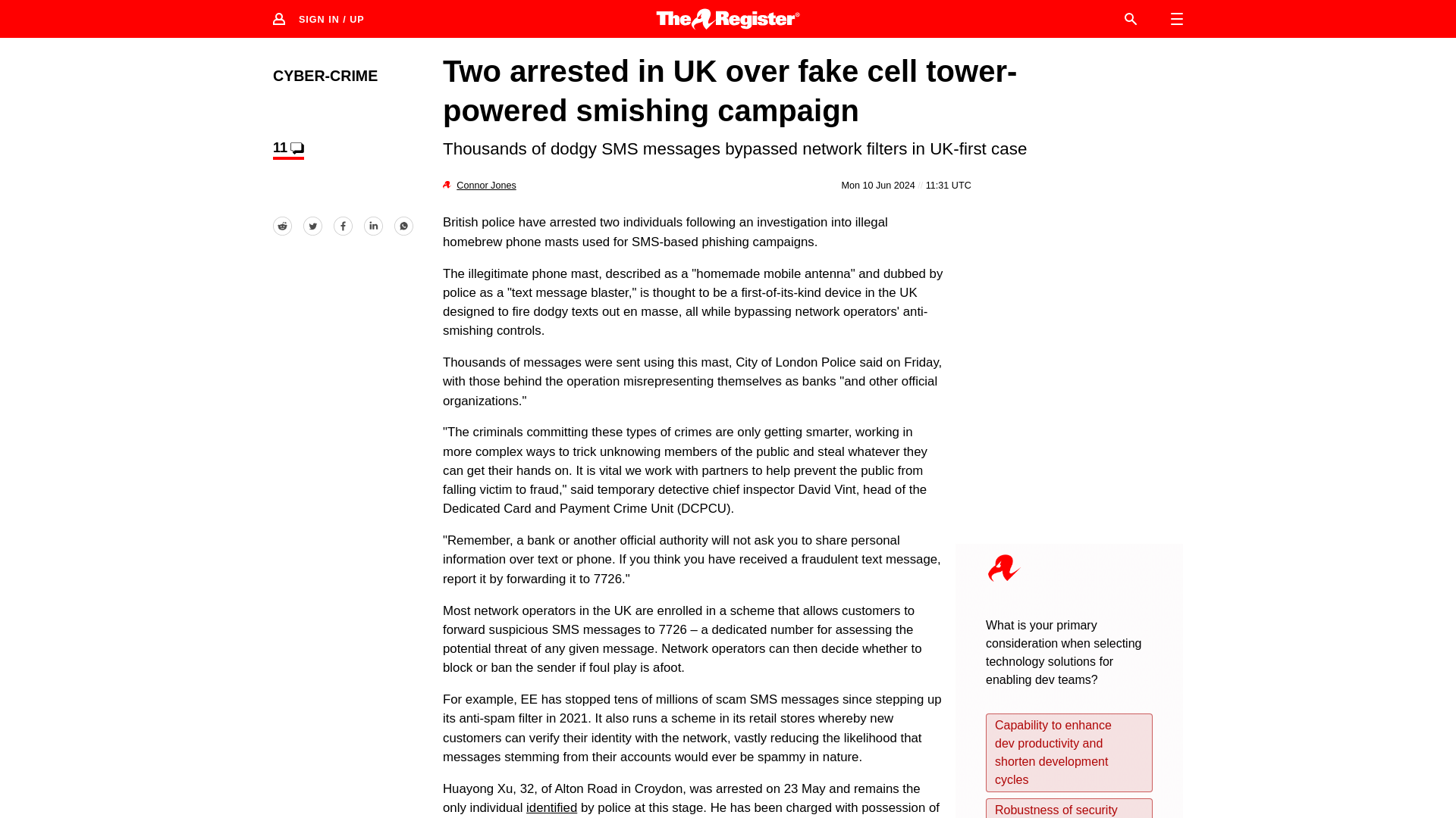 Two arrested in UK over fake cell tower smishing campaign • The Register