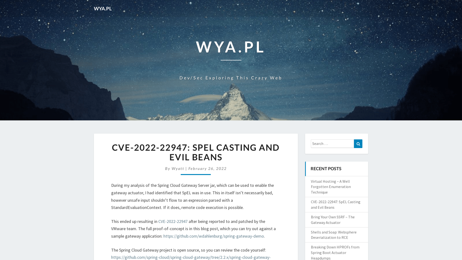 CVE-2022-22947: SpEL Casting and Evil Beans – Wya.pl
