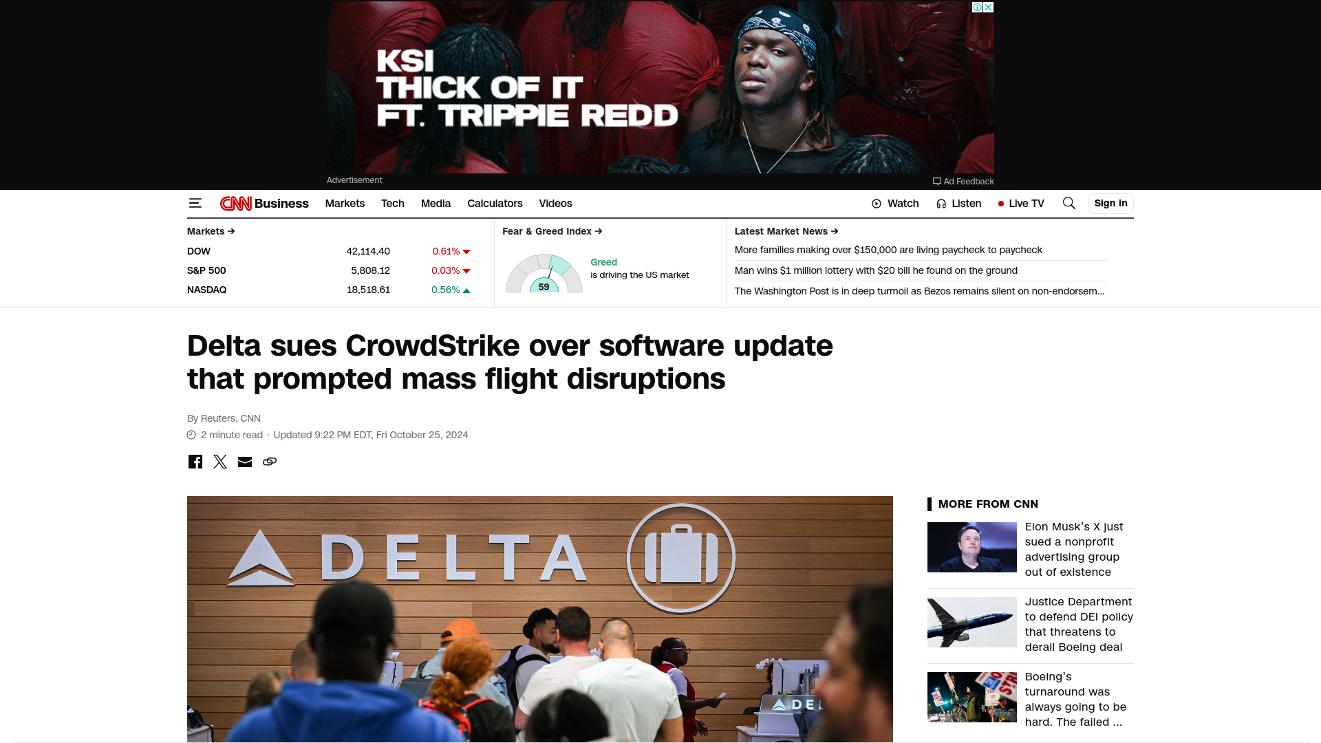 Delta sues CrowdStrike over software update that prompted mass flight disruptions | CNN Business