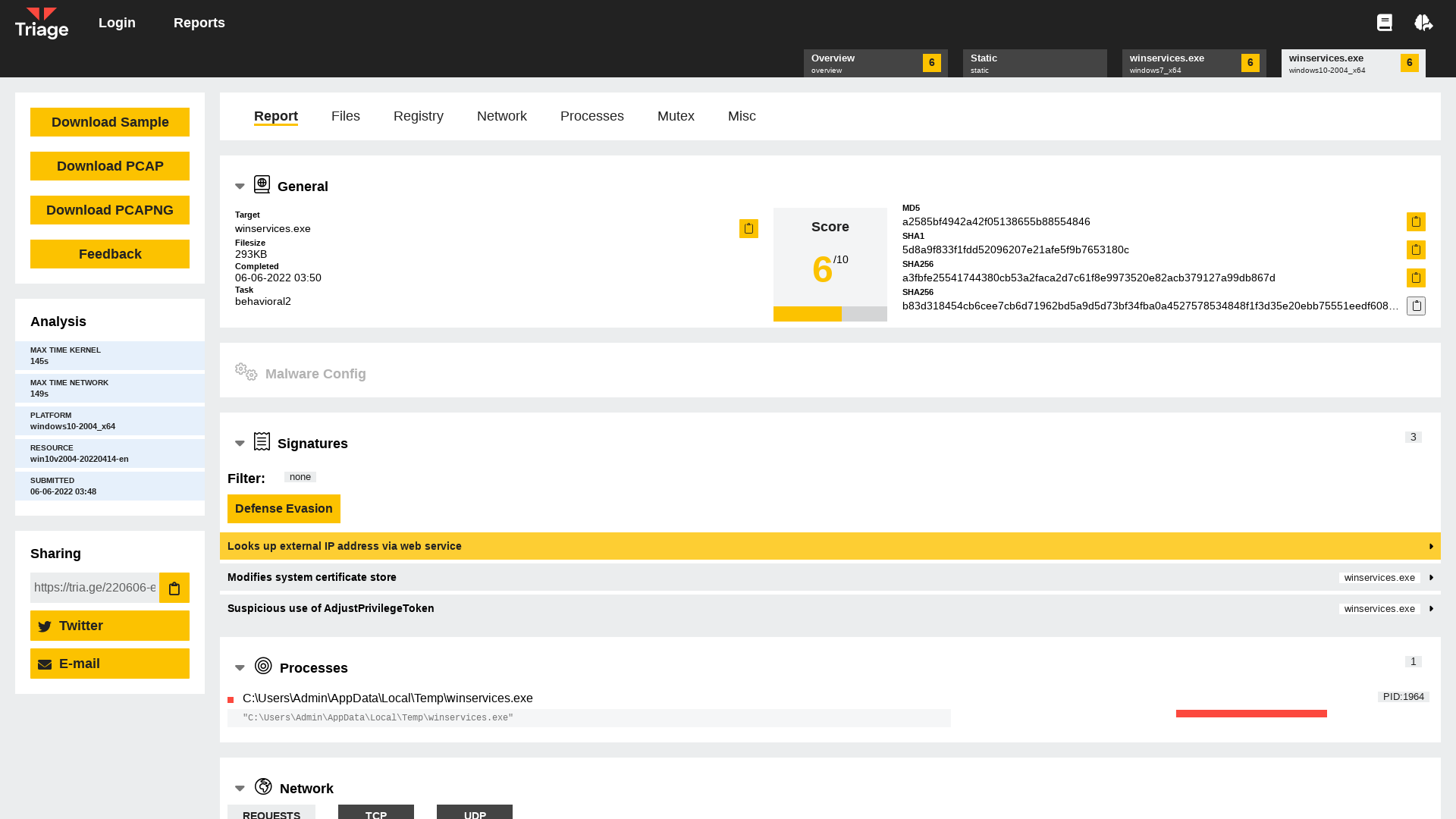 Hatching Triage | Behavioral Report