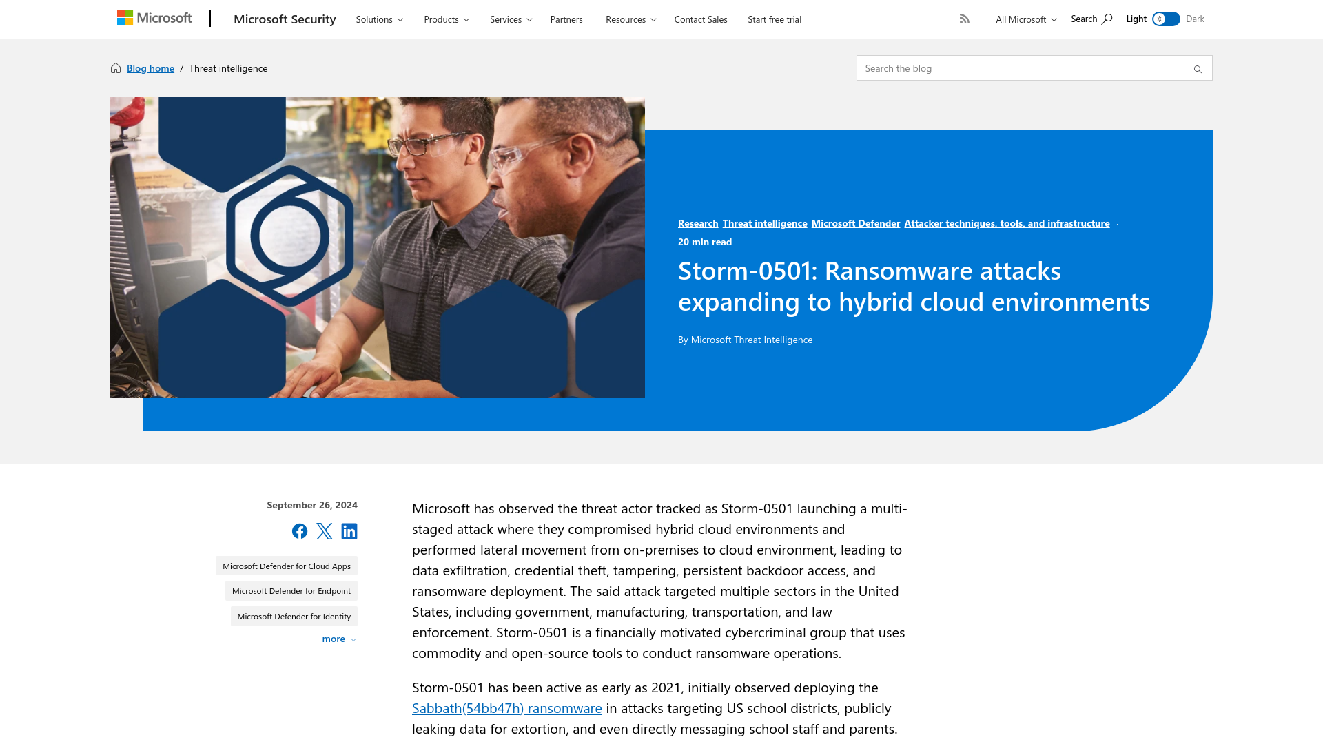 Storm-0501: Ransomware attacks expanding to hybrid cloud environments | Microsoft Security Blog