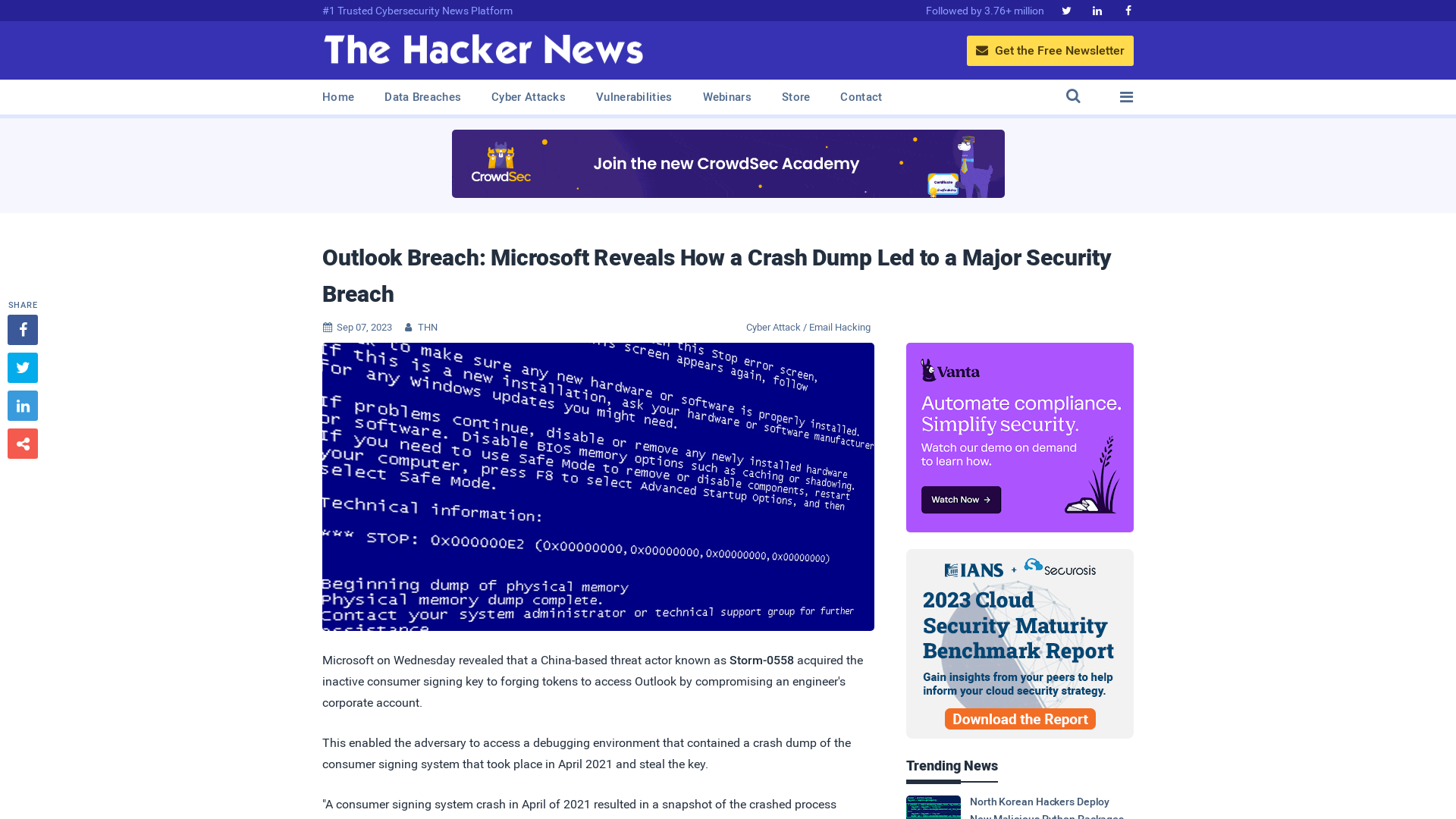 Outlook Breach: Microsoft Reveals How a Crash Dump Led to a Major Security Breach