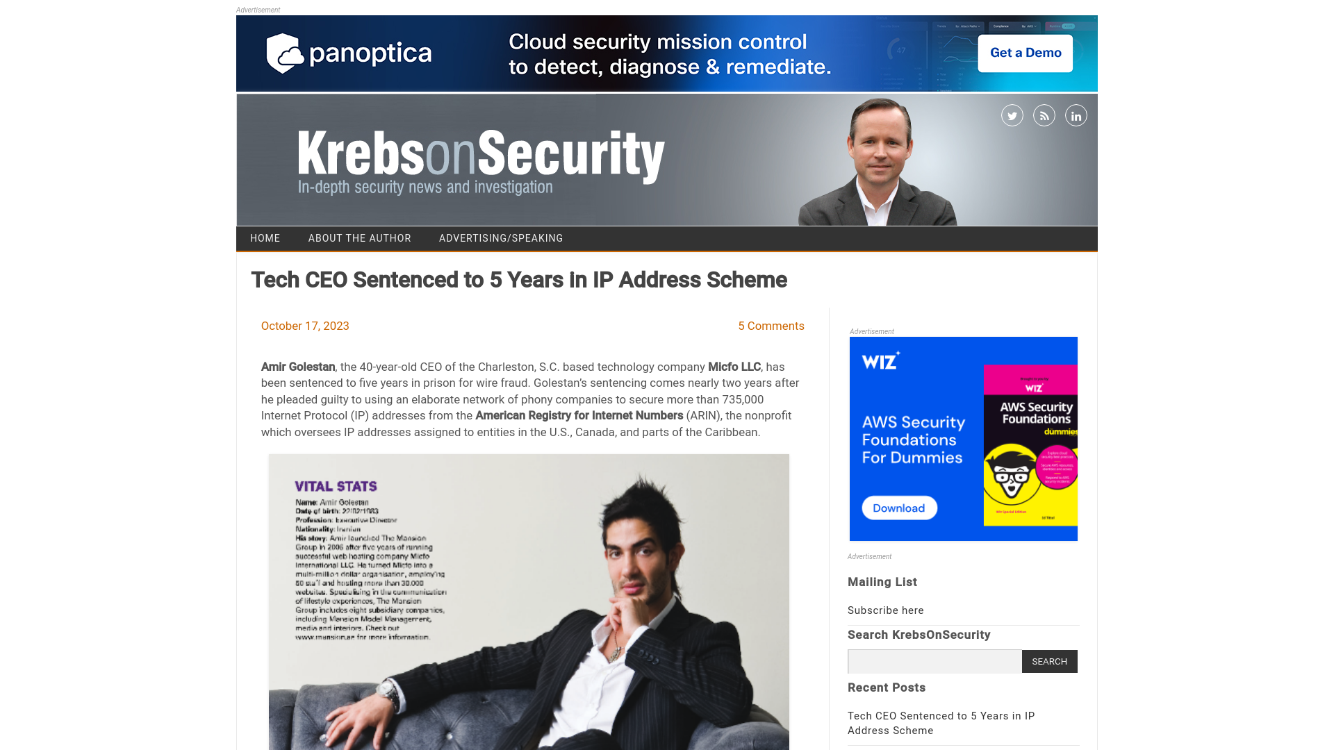 Tech CEO Sentenced to 5 Years in IP Address Scheme – Krebs on Security