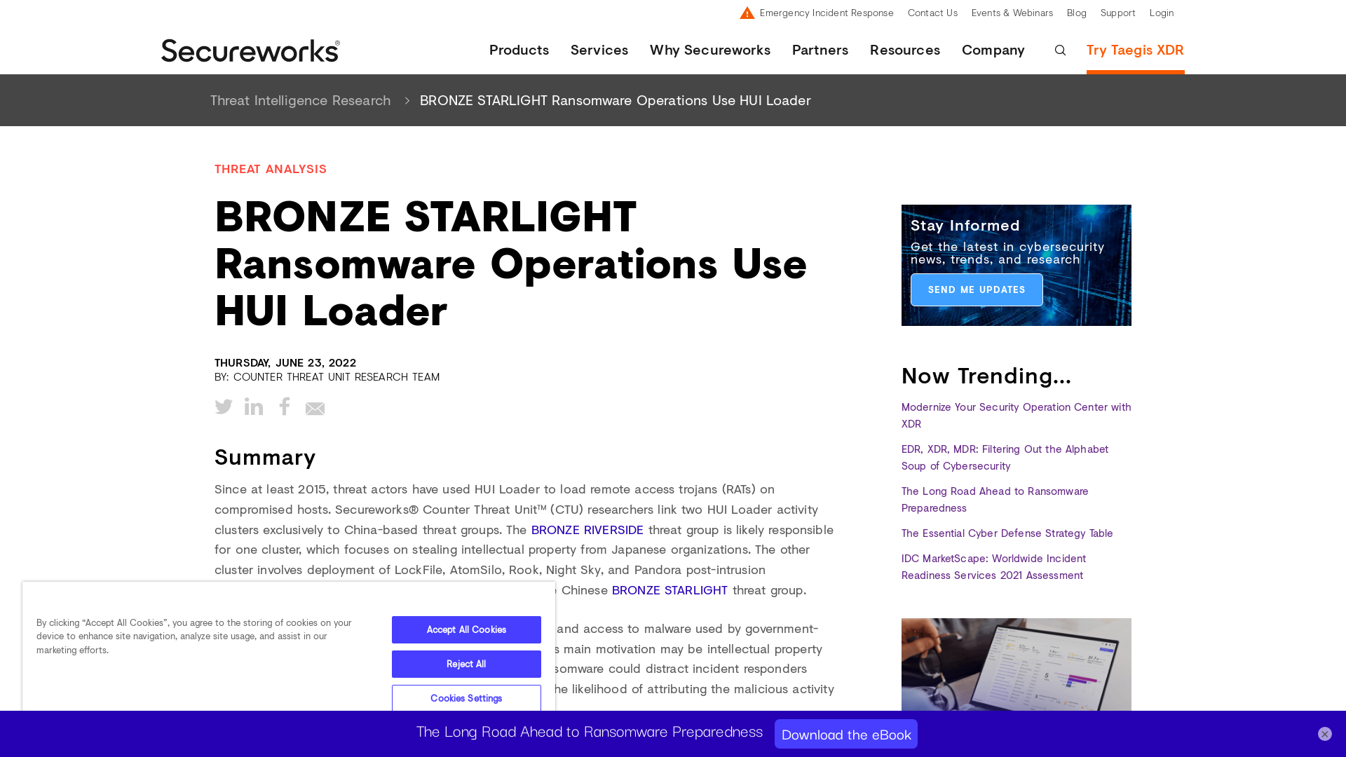 BRONZE STARLIGHT Ransomware Operations Use HUI Loader | Secureworks