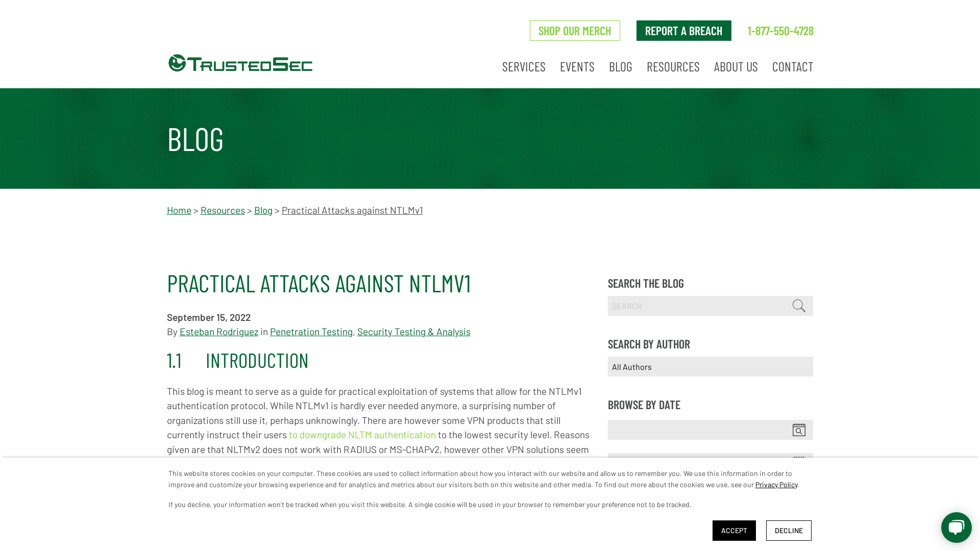 Practical Attacks against NTLMv1 - TrustedSec