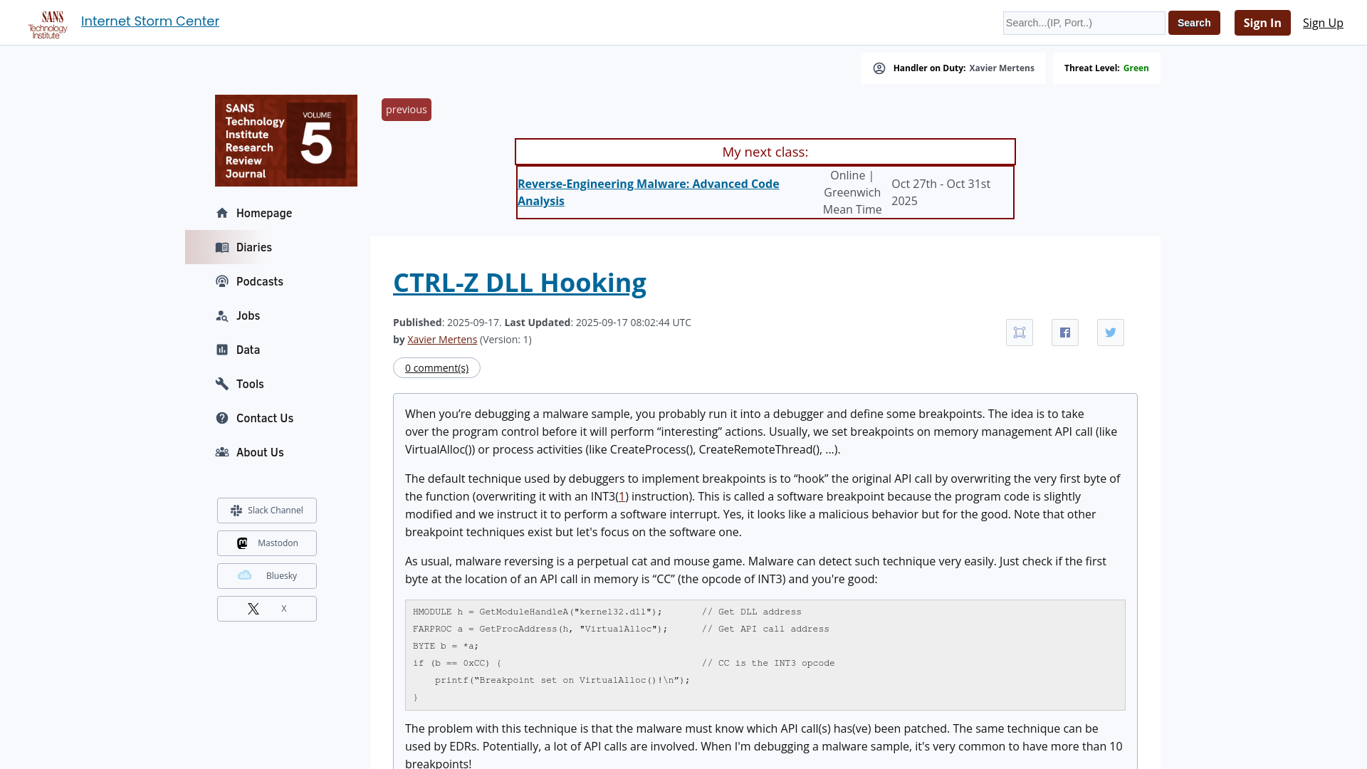 CTRL-Z DLL Hooking - SANS Internet Storm Center