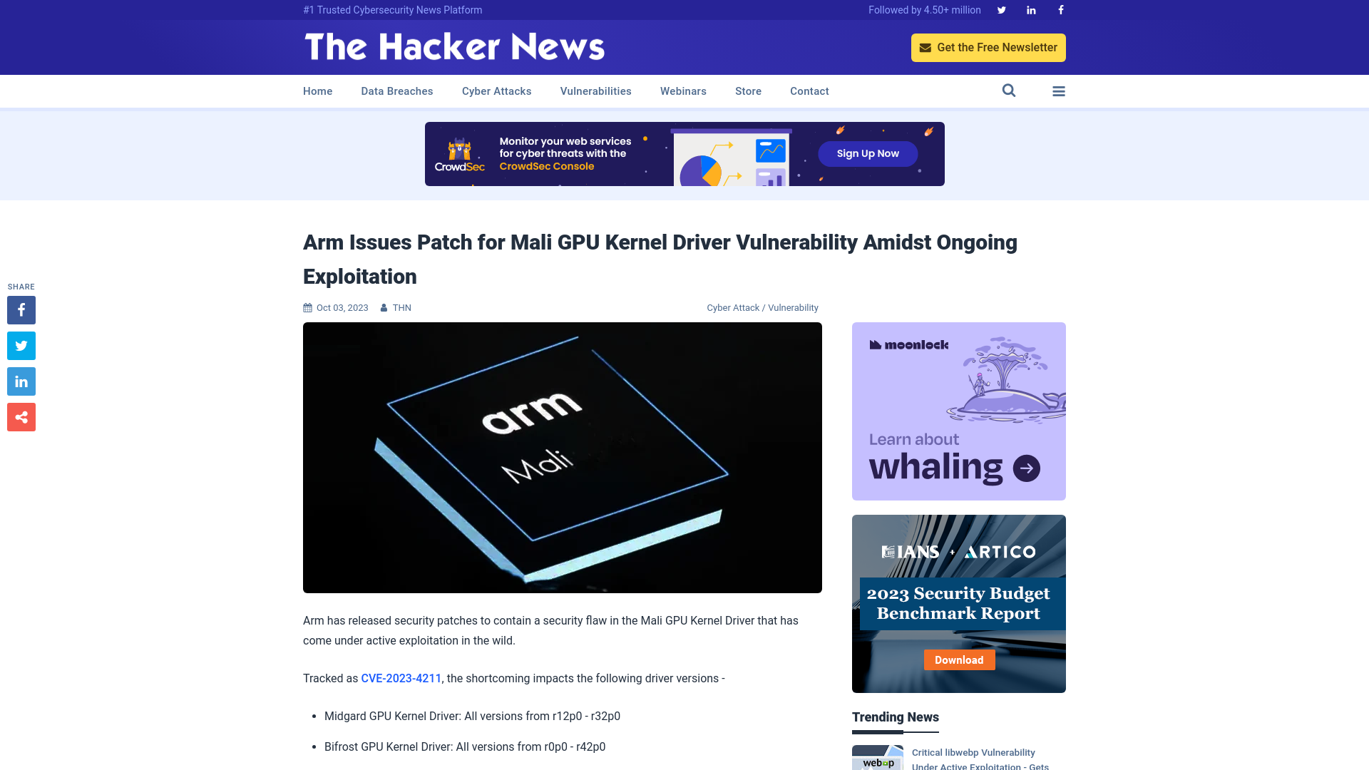 Arm Issues Patch for Mali GPU Kernel Driver Vulnerability Amidst Ongoing Exploitation