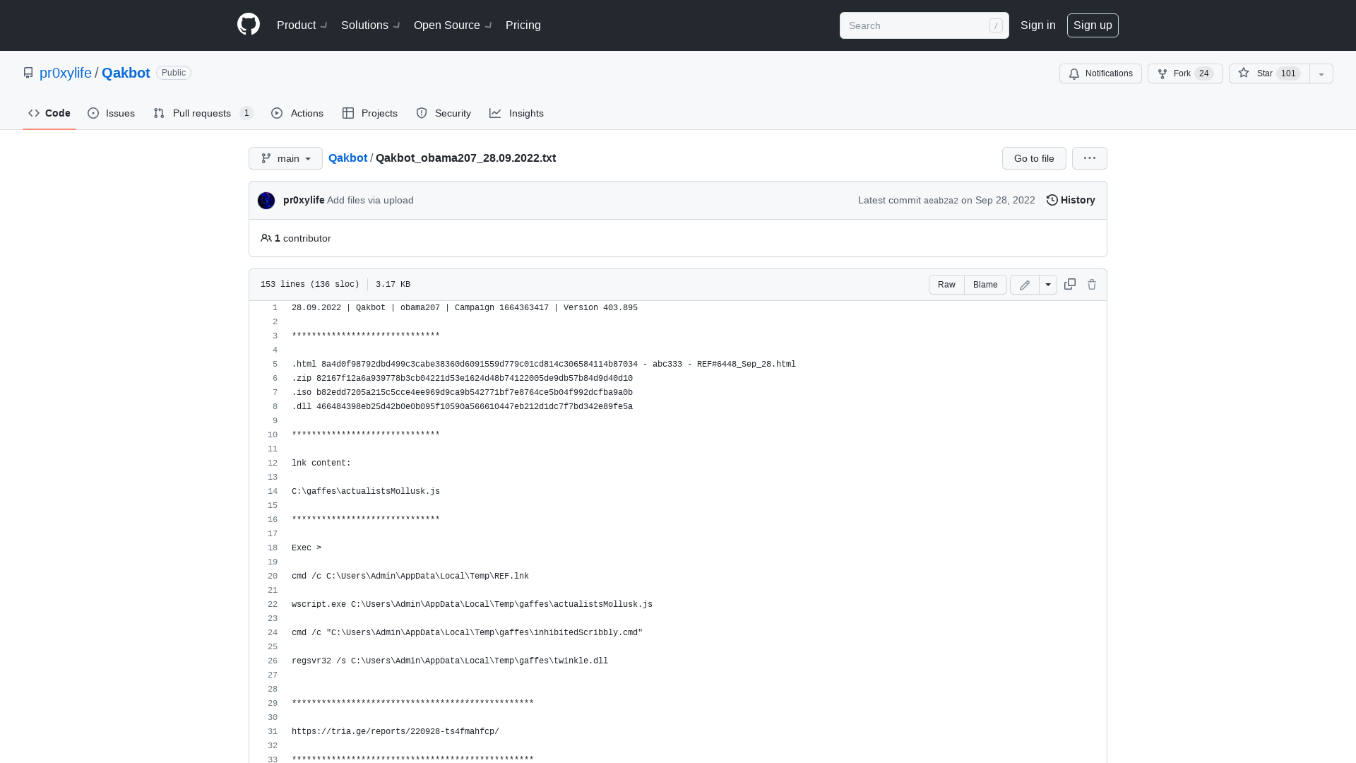 Qakbot/Qakbot_obama207_28.09.2022.txt at main · pr0xylife/Qakbot · GitHub