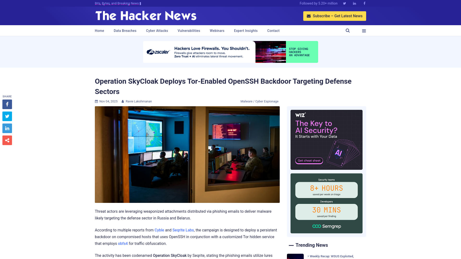 Operation SkyCloak Deploys Tor-Enabled OpenSSH Backdoor Targeting Defense Sectors