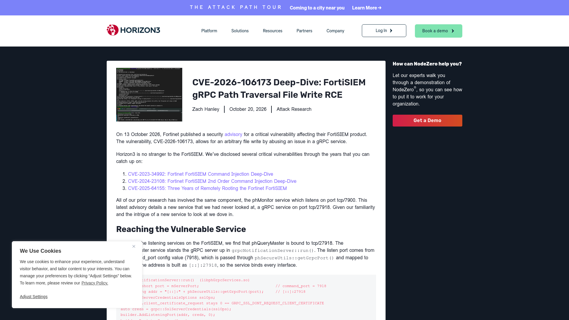 CVE-2026-106173: FortiSIEM gRPC Path Traversal RCE | Horizon3