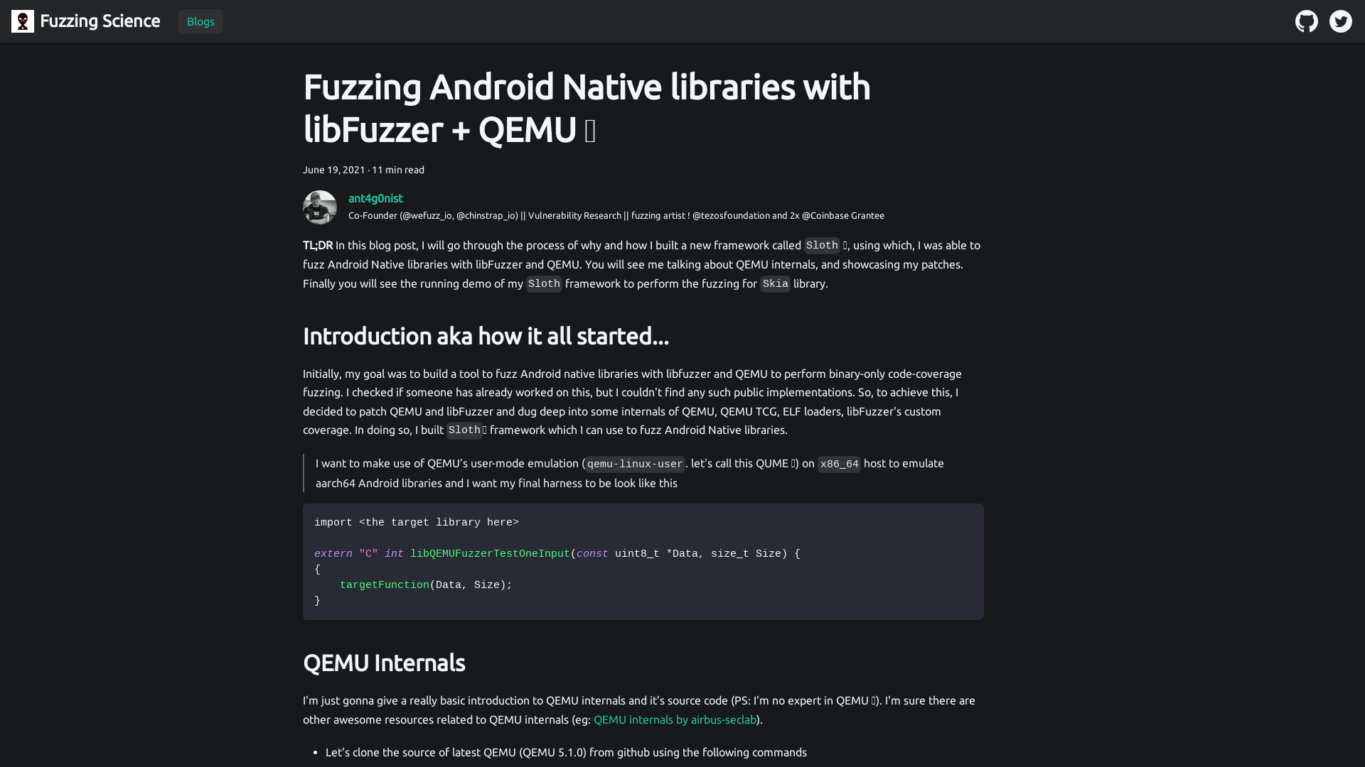 Fuzzing Android Native libraries with libFuzzer + QEMU 🦥 | fuzzing.science