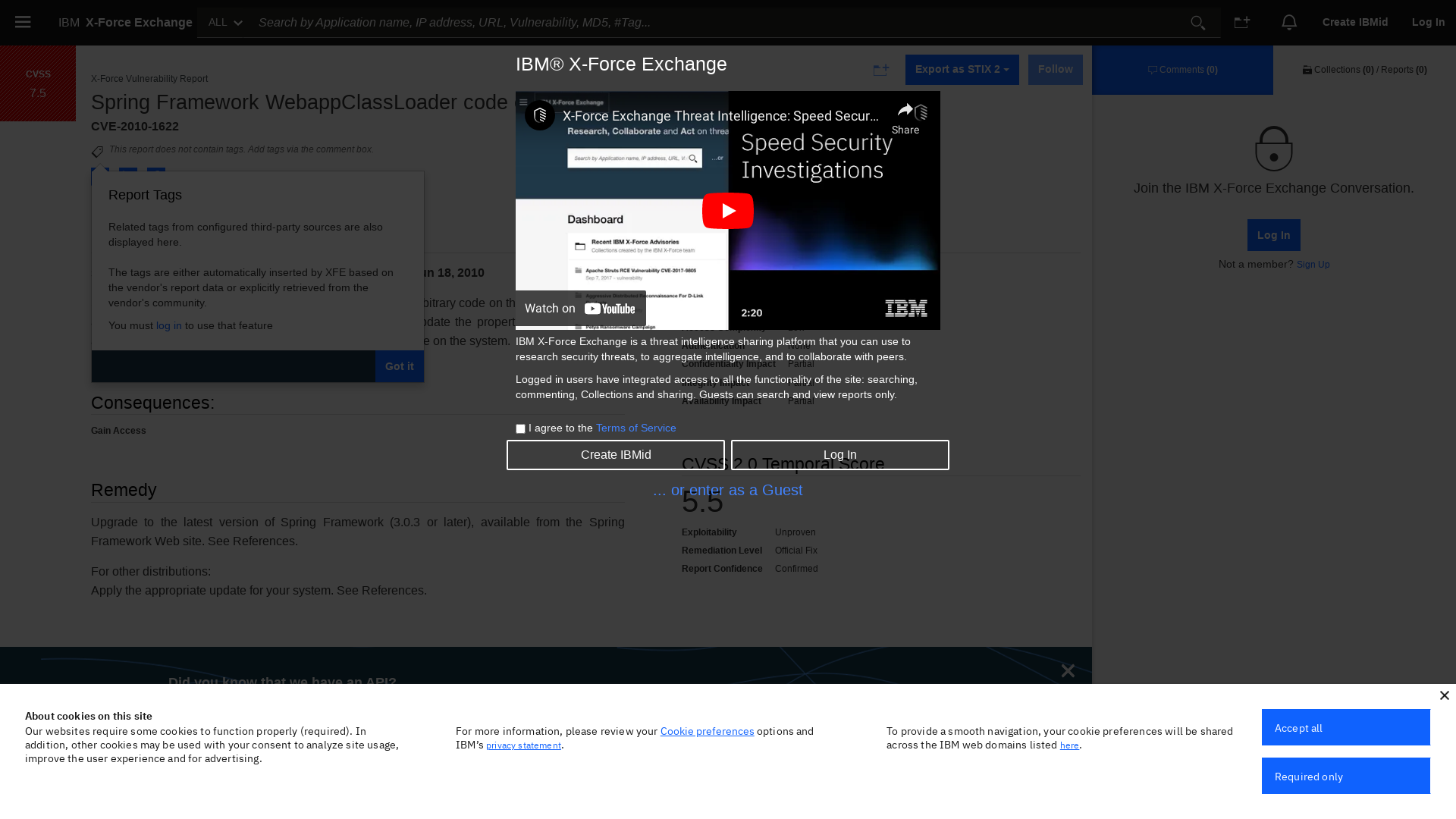 Spring Framework WebappClassLoader code execution CVE-2010-1622 Vulnerability Report
