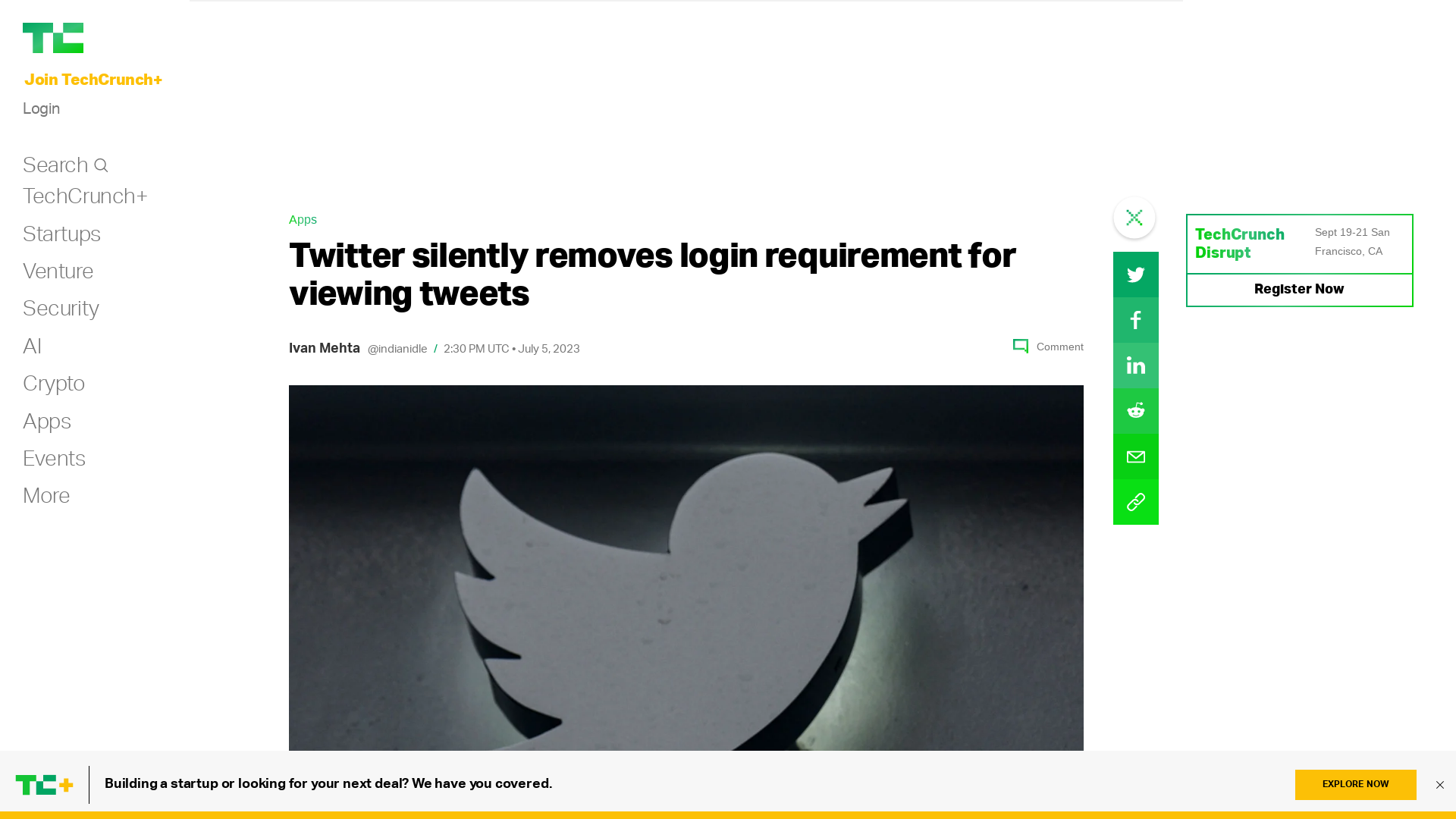 Twitter silently removes login requirement for viewing tweets | TechCrunch