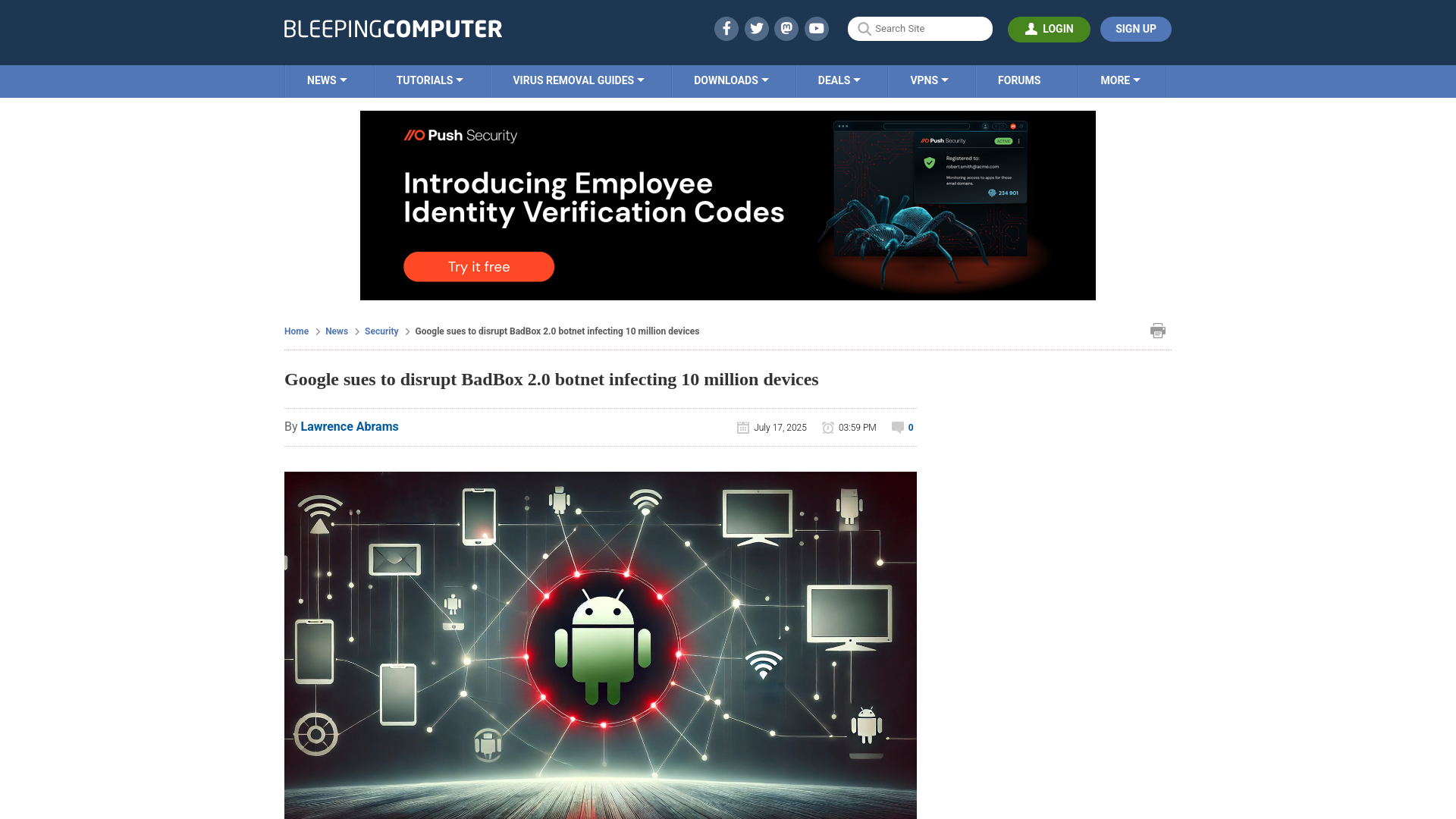 Google sues to disrupt BadBox 2.0 botnet infecting 10 million devices