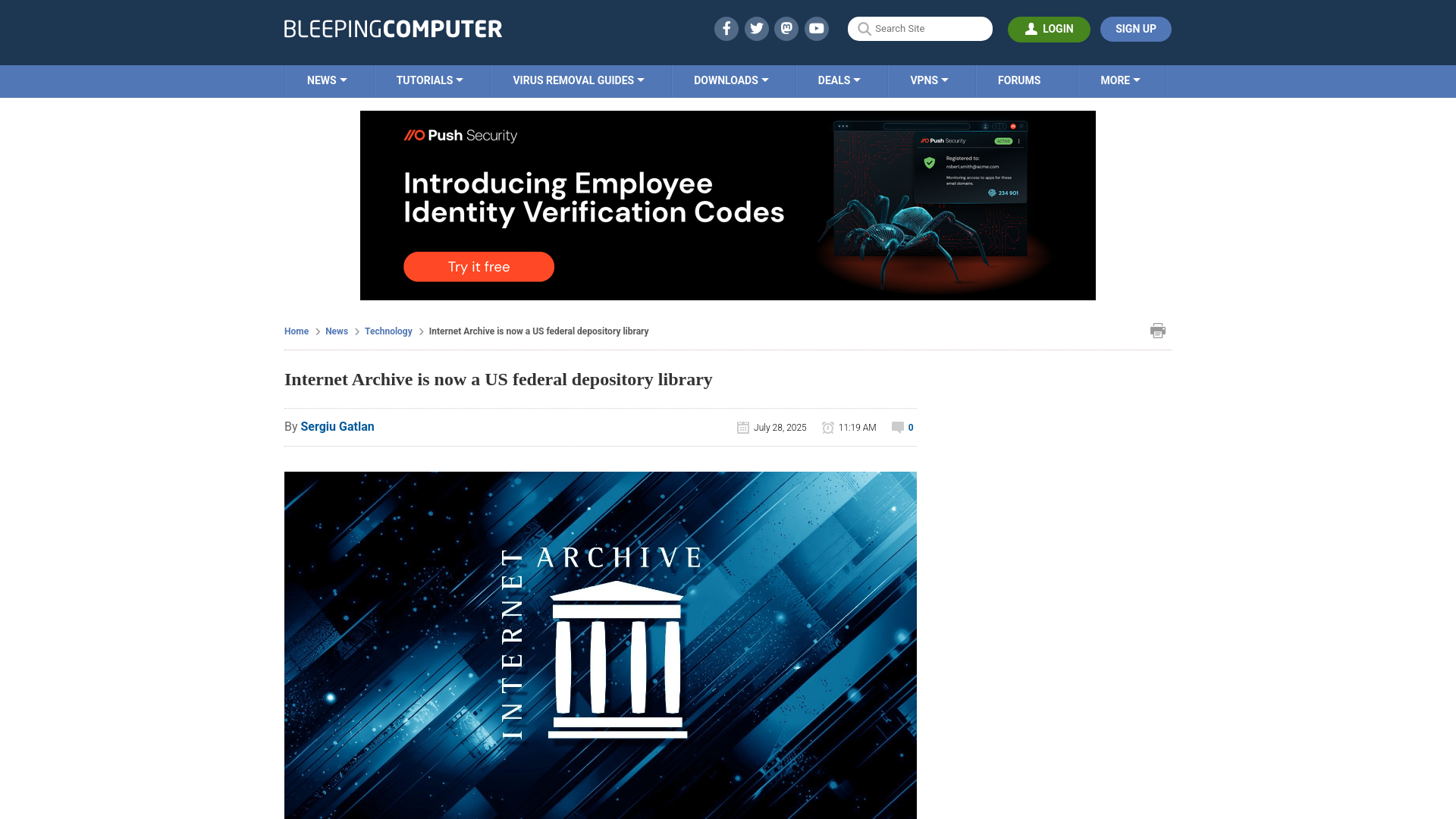 Internet Archive is now a US federal depository library