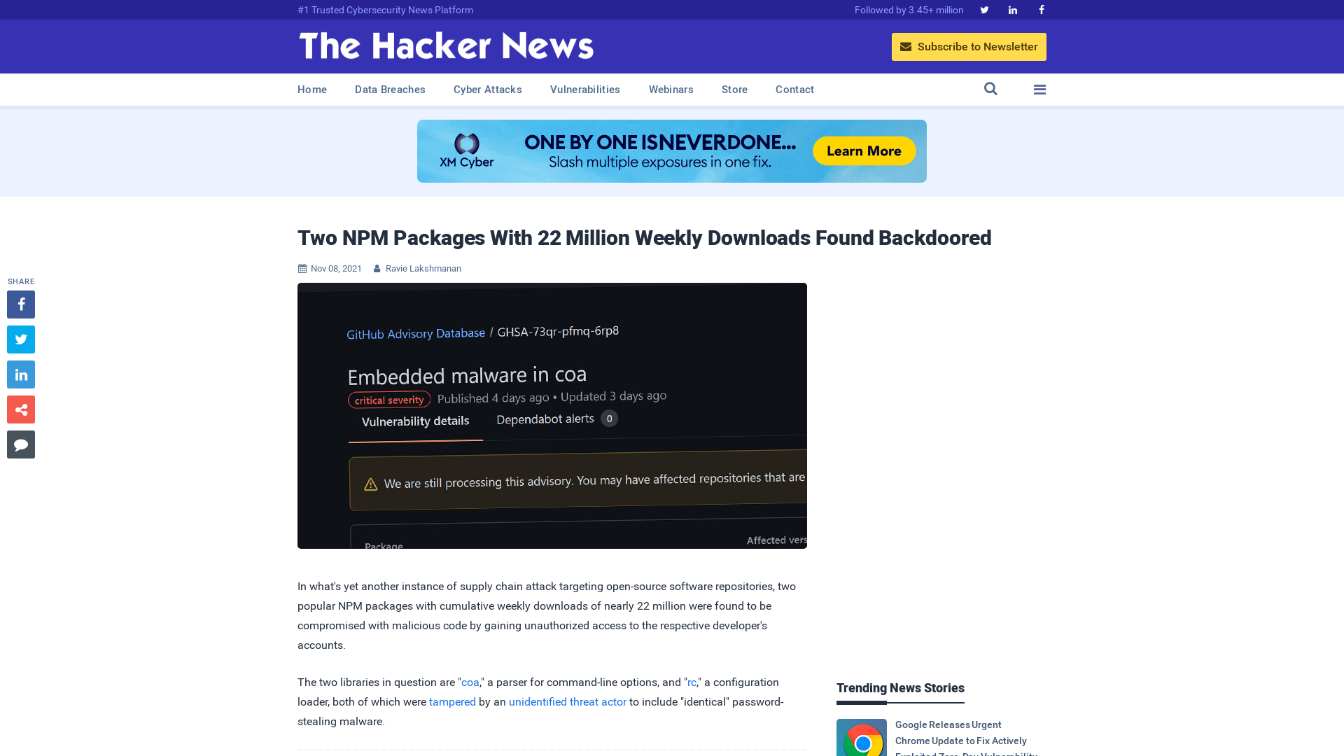Two NPM Packages With 22 Million Weekly Downloads Found Backdoored