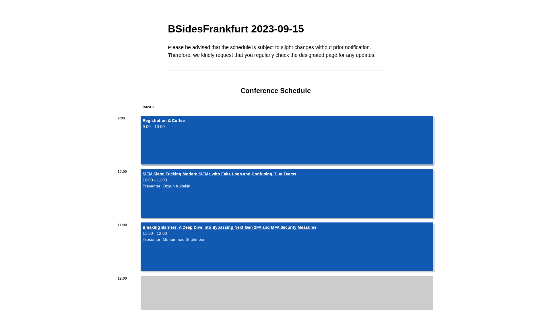 BSidesFrankfurt 2023 Schedule