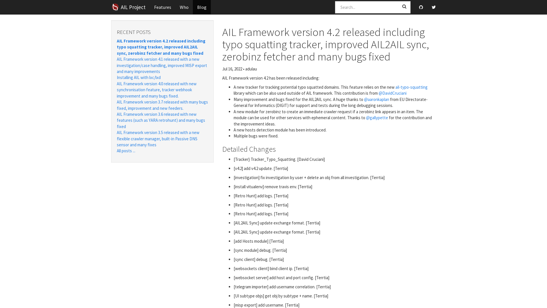 AIL Framework version 4.2 released including typo squatting tracker, improved AIL2AIL sync, zerobinz fetcher and many bugs fixed | AIL Project